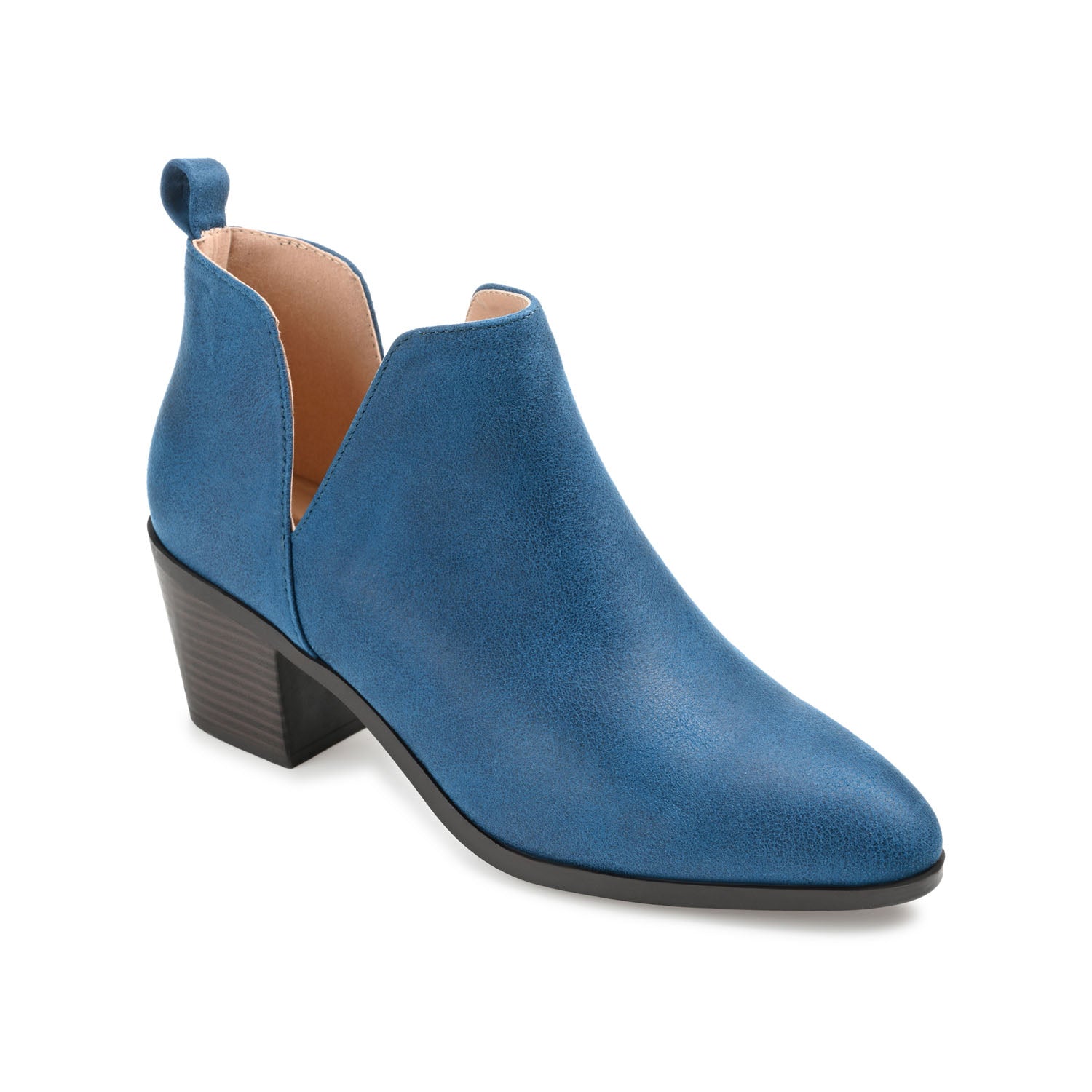 LOLA BLOCK HEELED BOOTIES IN VEGAN LEATHER - Blue