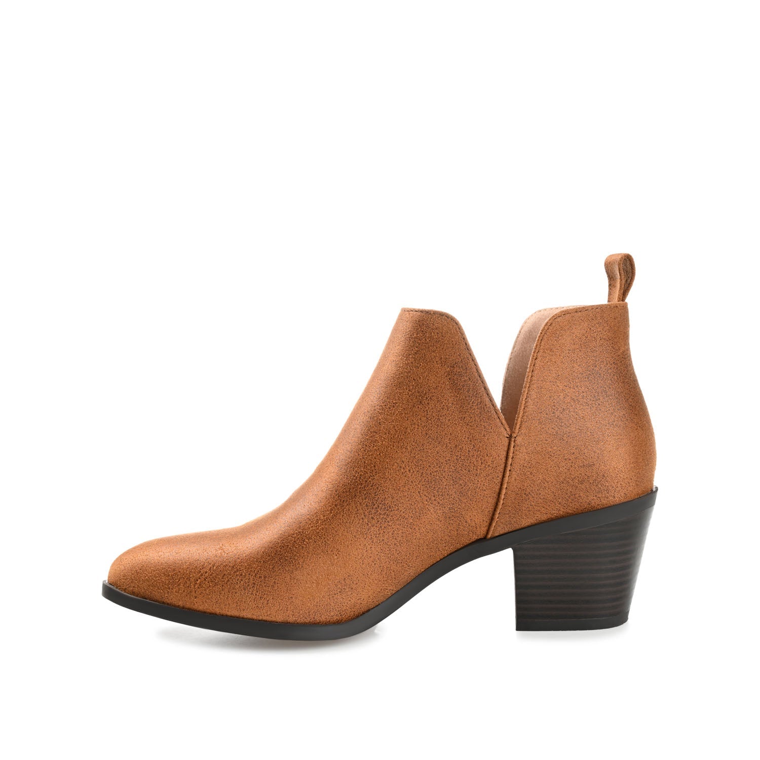 LOLA BLOCK HEELED BOOTIES IN VEGAN LEATHER - Brown