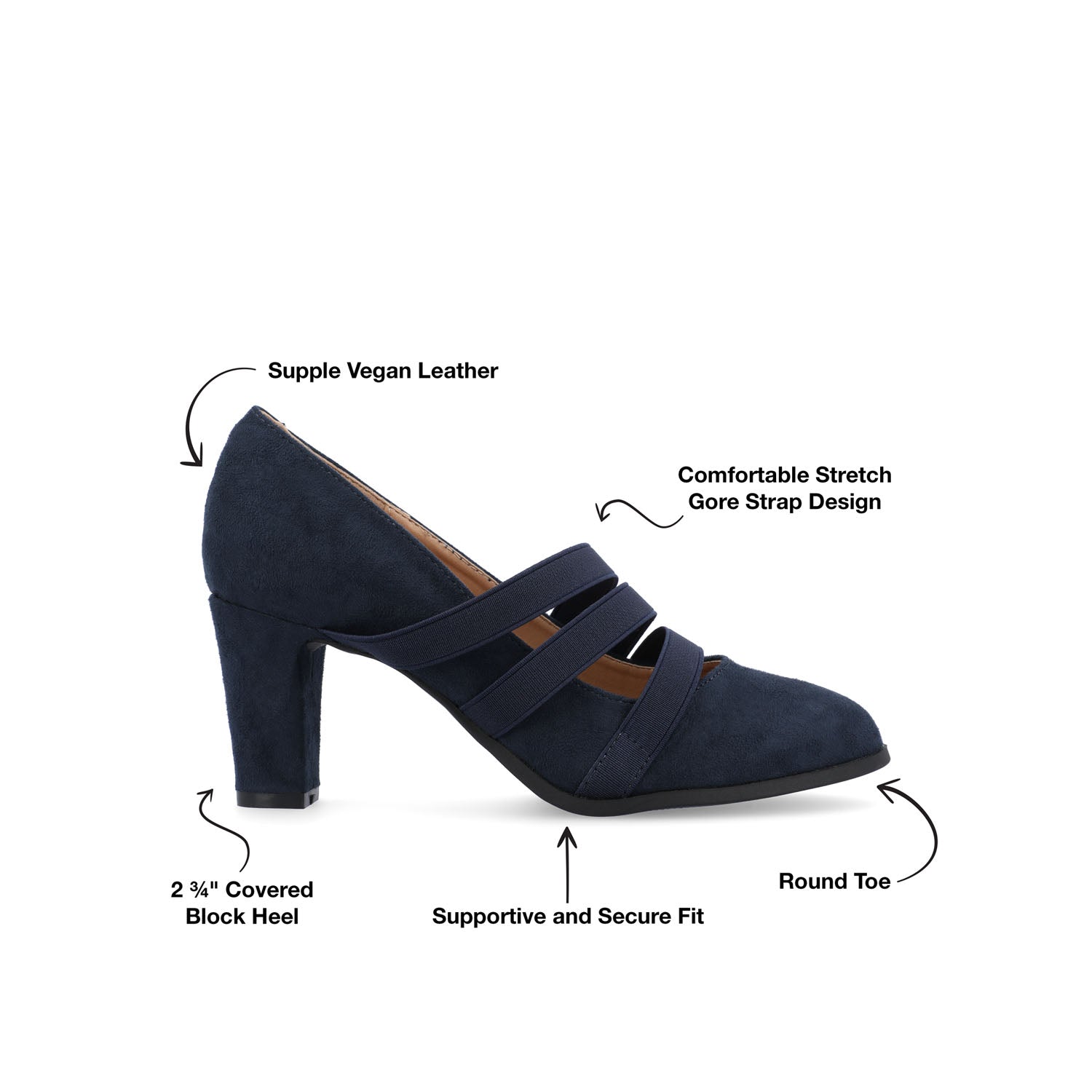 LOREN MARY JANE PUMP HEELS IN NARROW - Navy Nubuck