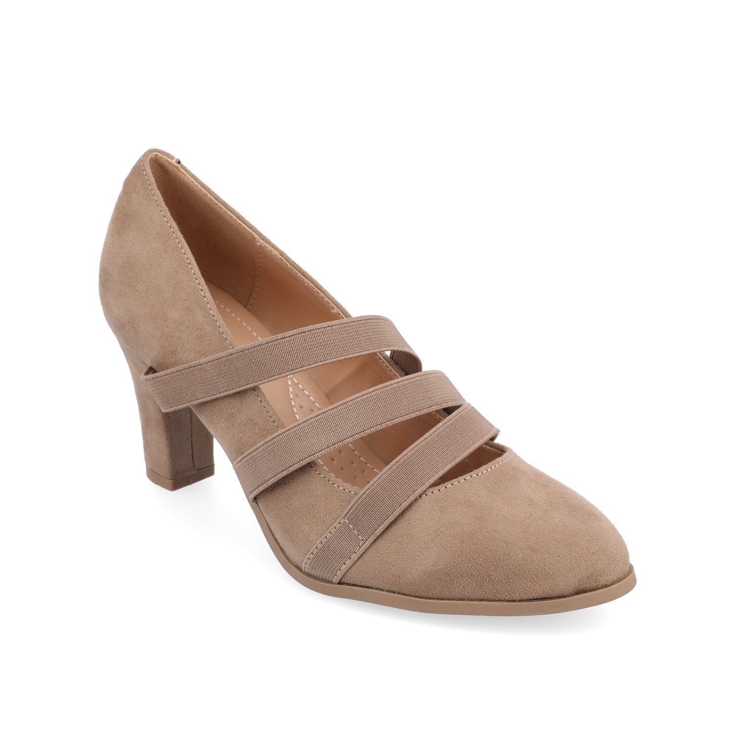 LOREN MARY JANE PUMP HEELS IN FAUX SUEDE - Taupe