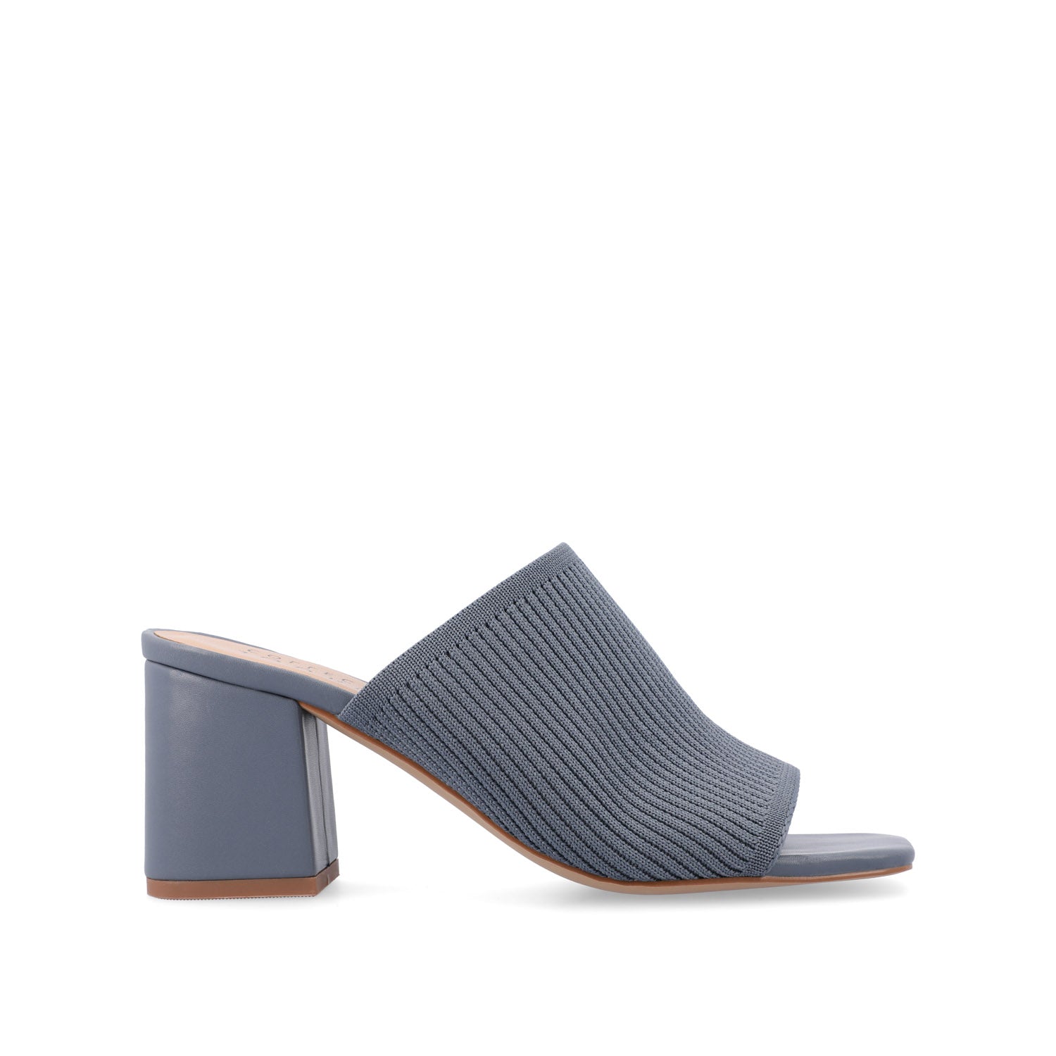 LORENNA MULE BLOCK HEELS IN KNIT FABRIC - Blue