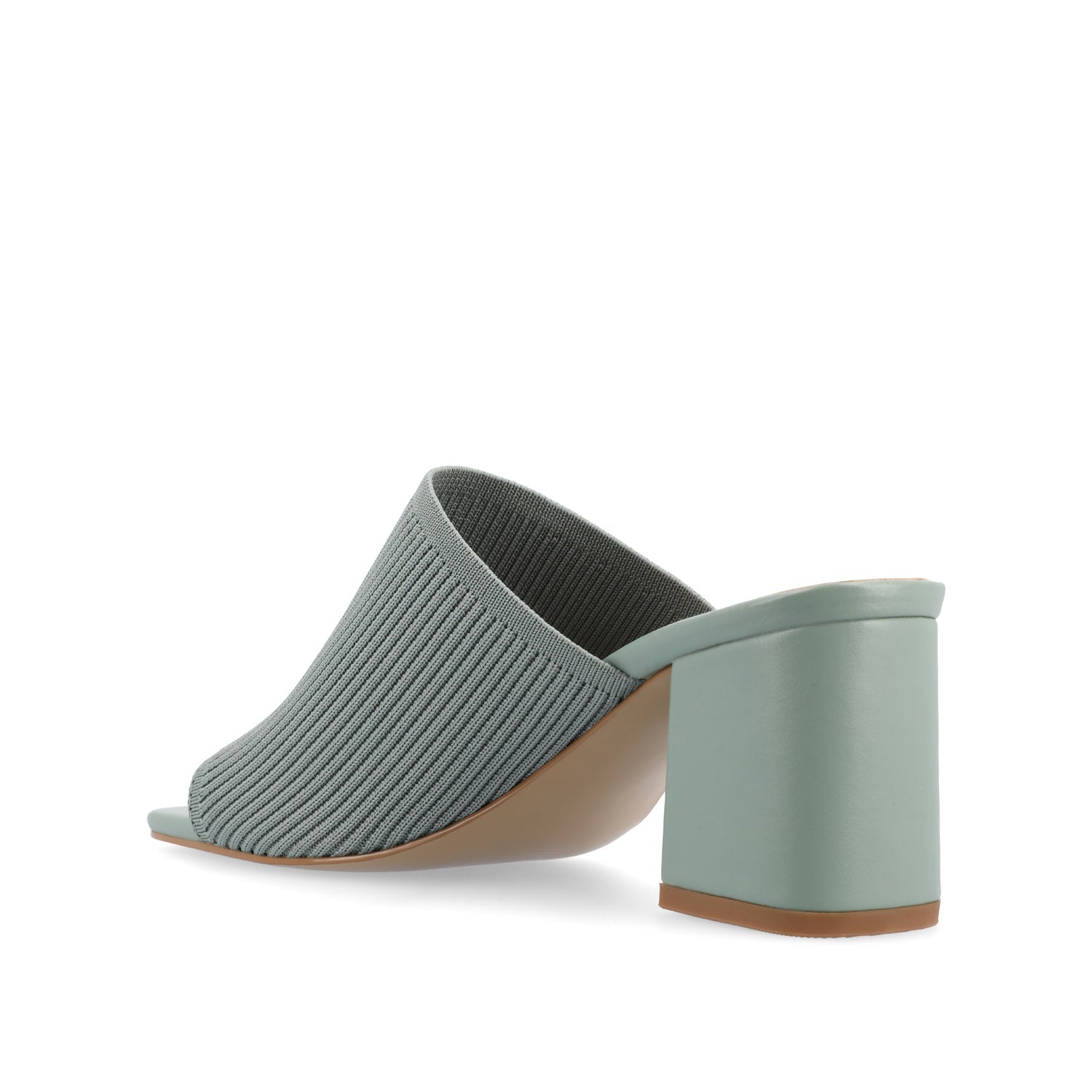 LORENNA MULE BLOCK HEELS IN KNIT FABRIC - Green