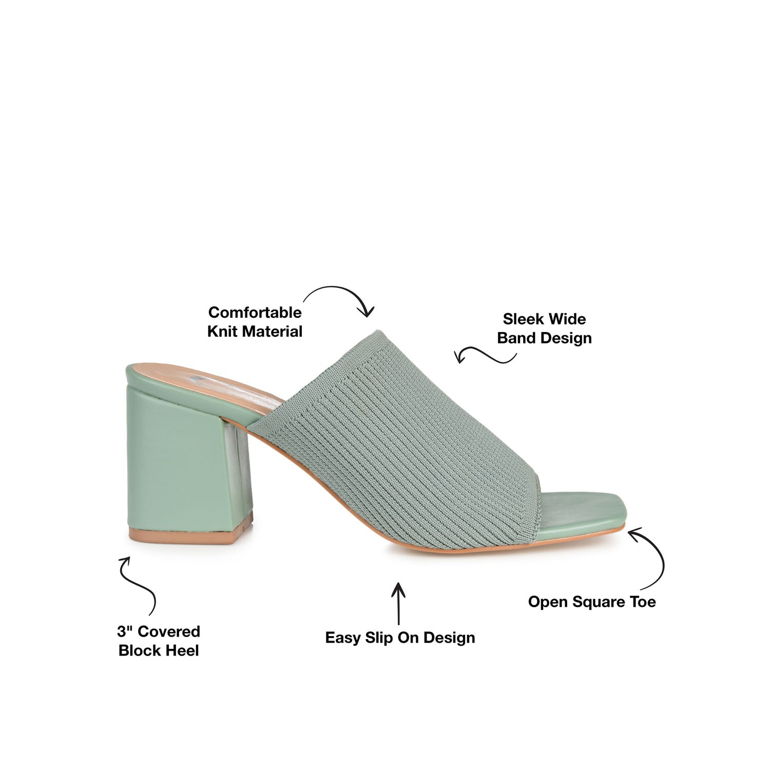 LORENNA MULE BLOCK HEELS IN WIDE - Green