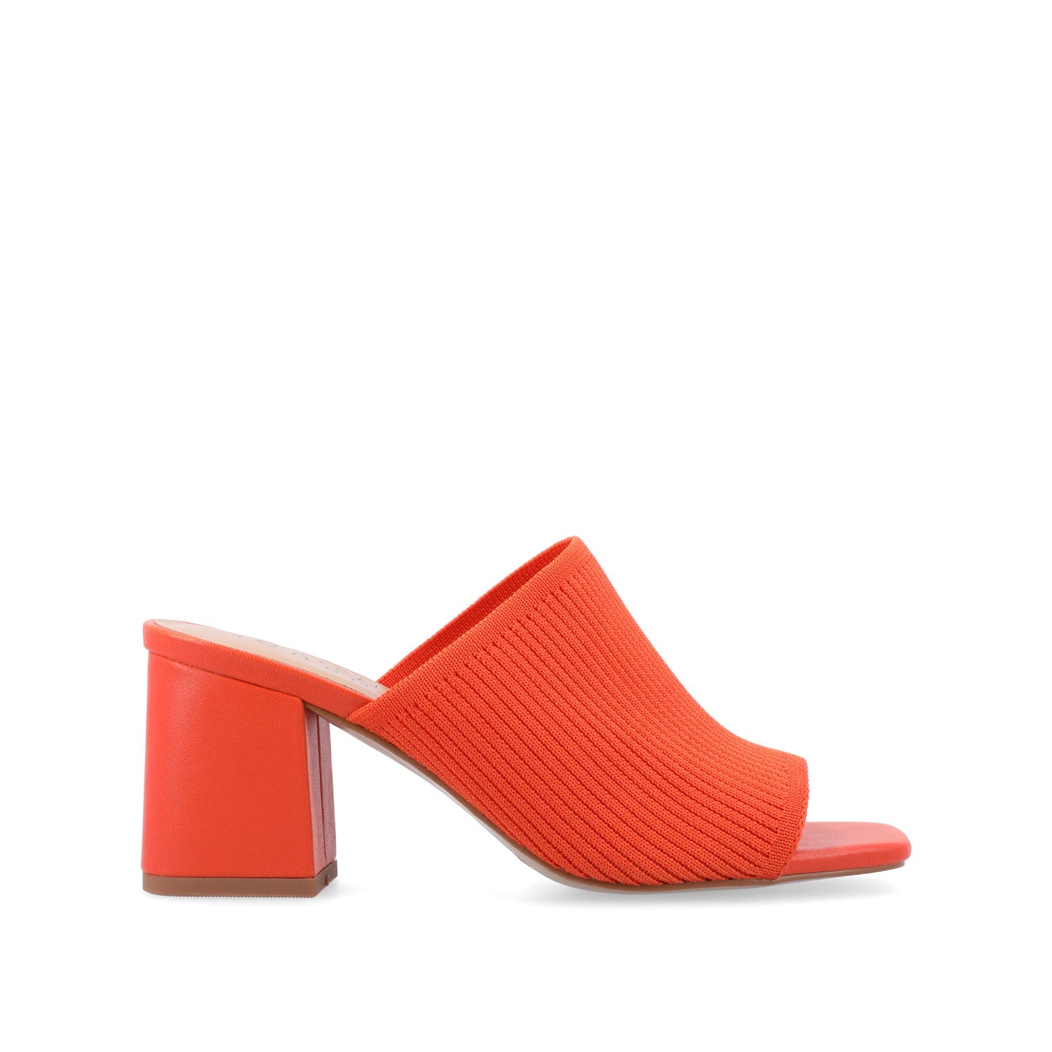 LORENNA MULE BLOCK HEELS IN KNIT FABRIC - Orange