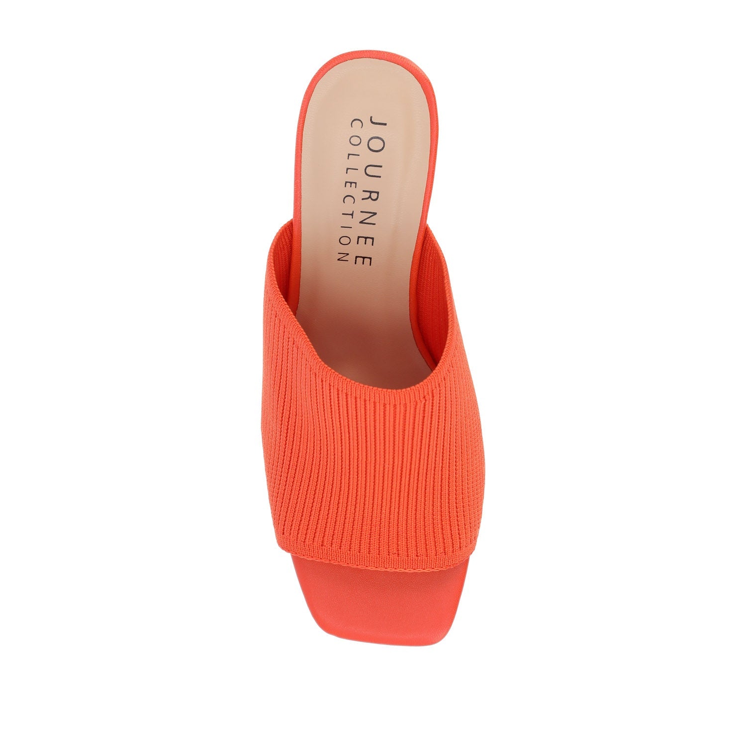 LORENNA MULE BLOCK HEELS IN KNIT FABRIC - Orange