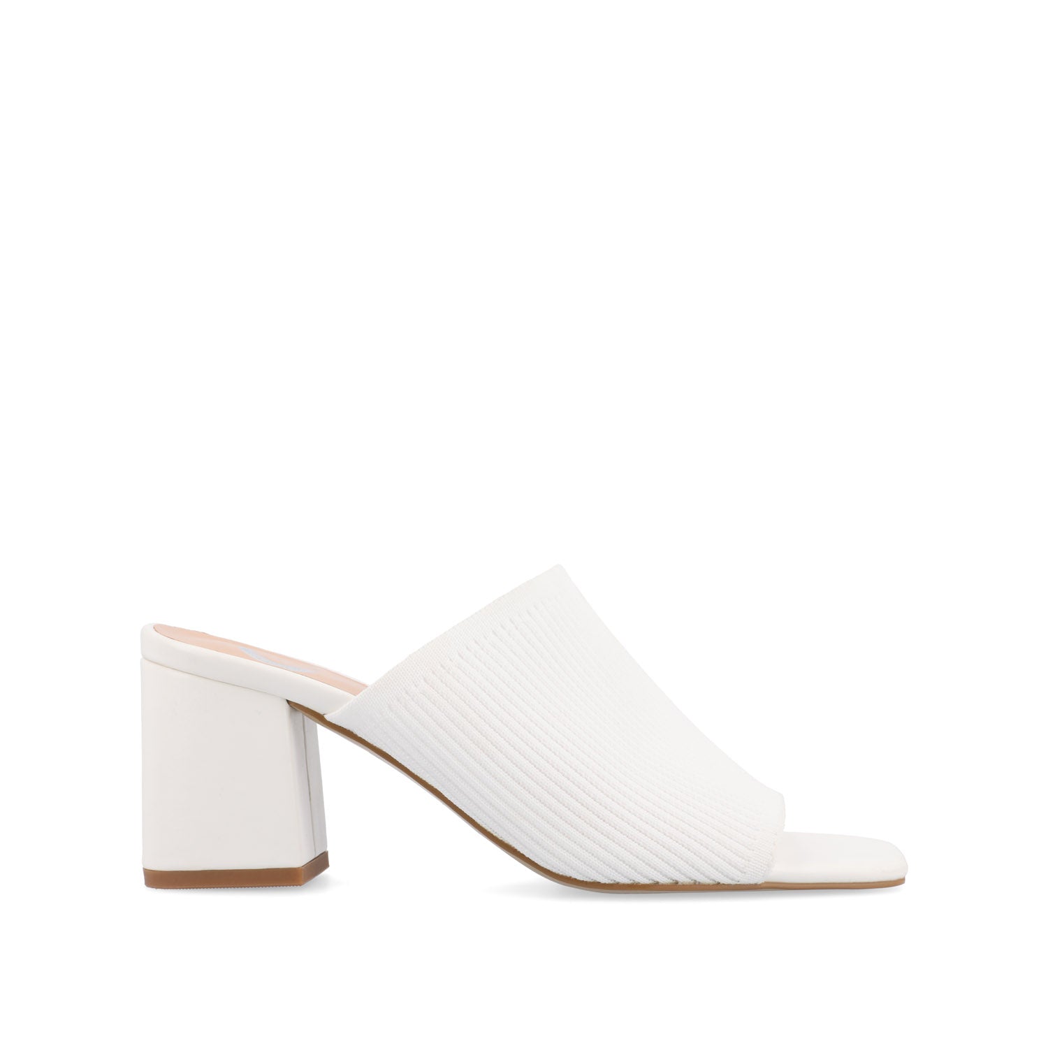 LORENNA MULE BLOCK HEELS IN KNIT FABRIC - White