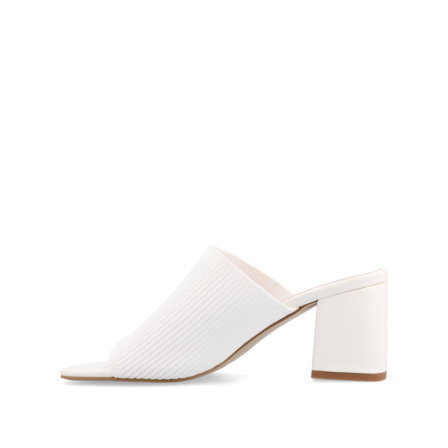 LORENNA MULE BLOCK HEELS IN KNIT FABRIC - White