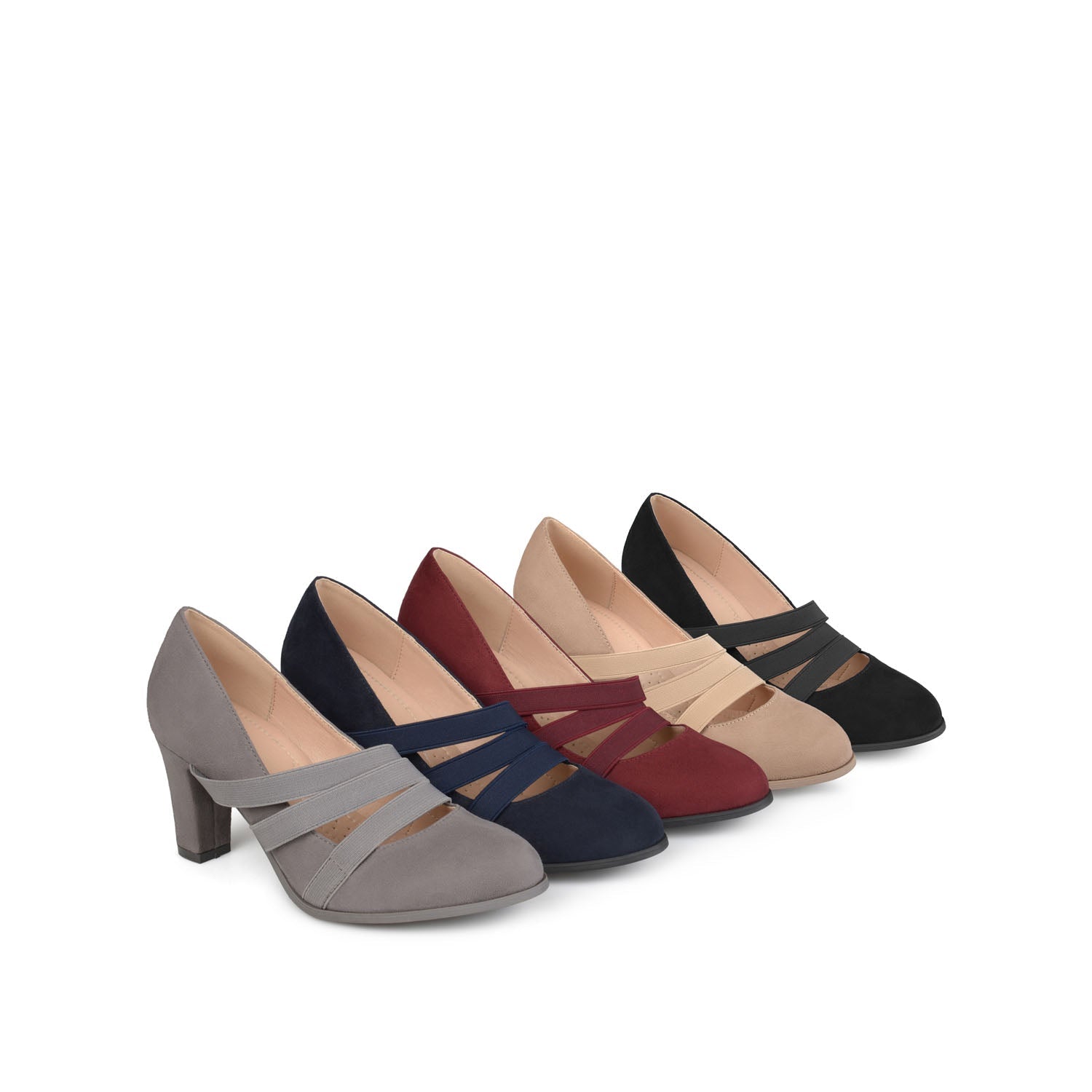LOREN MARY JANE PUMP HEELS IN FAUX SUEDE - Wine