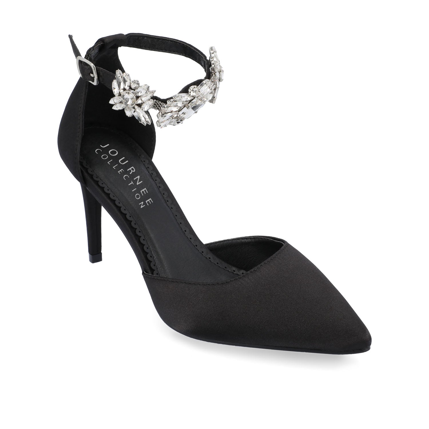 LOXLEY D'ORSAY STILETTO HEELS IN SATIN - Black