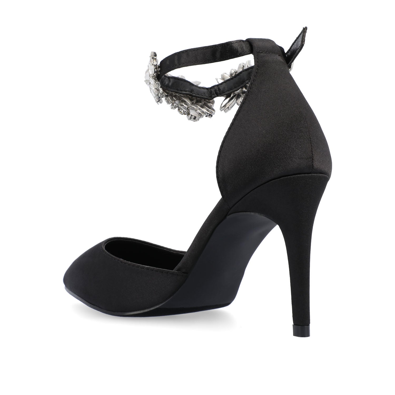 LOXLEY D'ORSAY STILETTO HEELS IN SATIN - Black