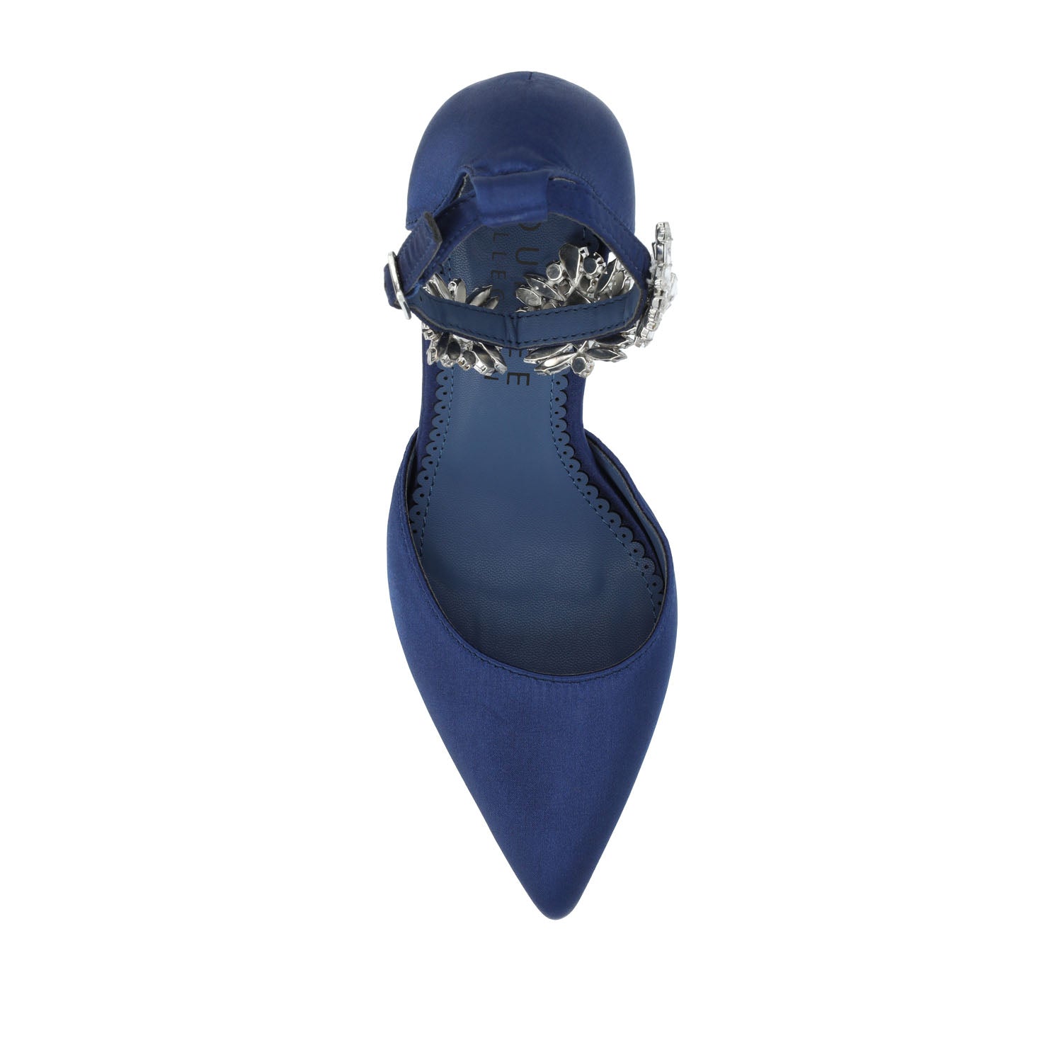 LOXLEY D'ORSAY STILETTO HEELS IN SATIN - Navy Nubuck