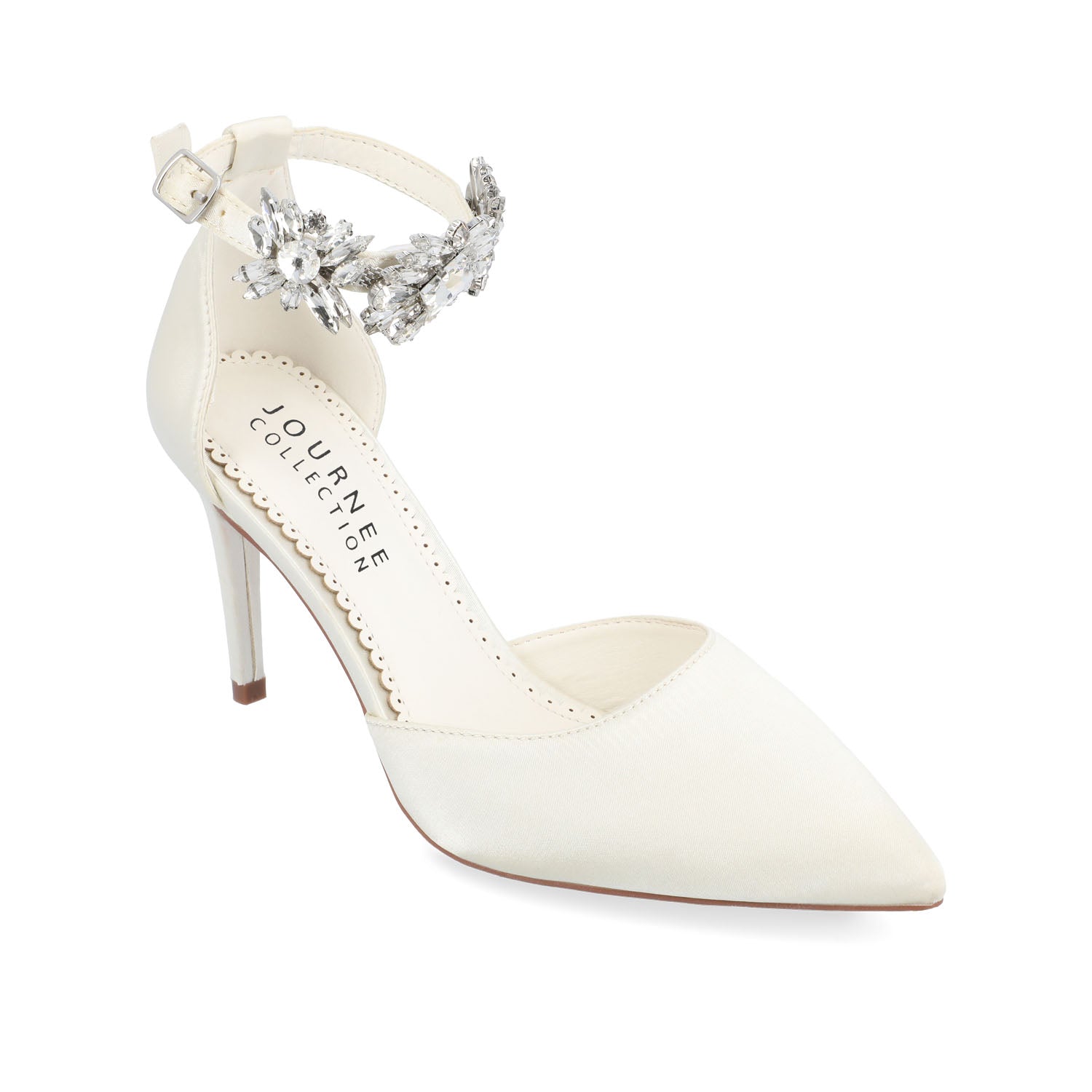 LOXLEY D'ORSAY STILETTO HEELS IN SATIN - White