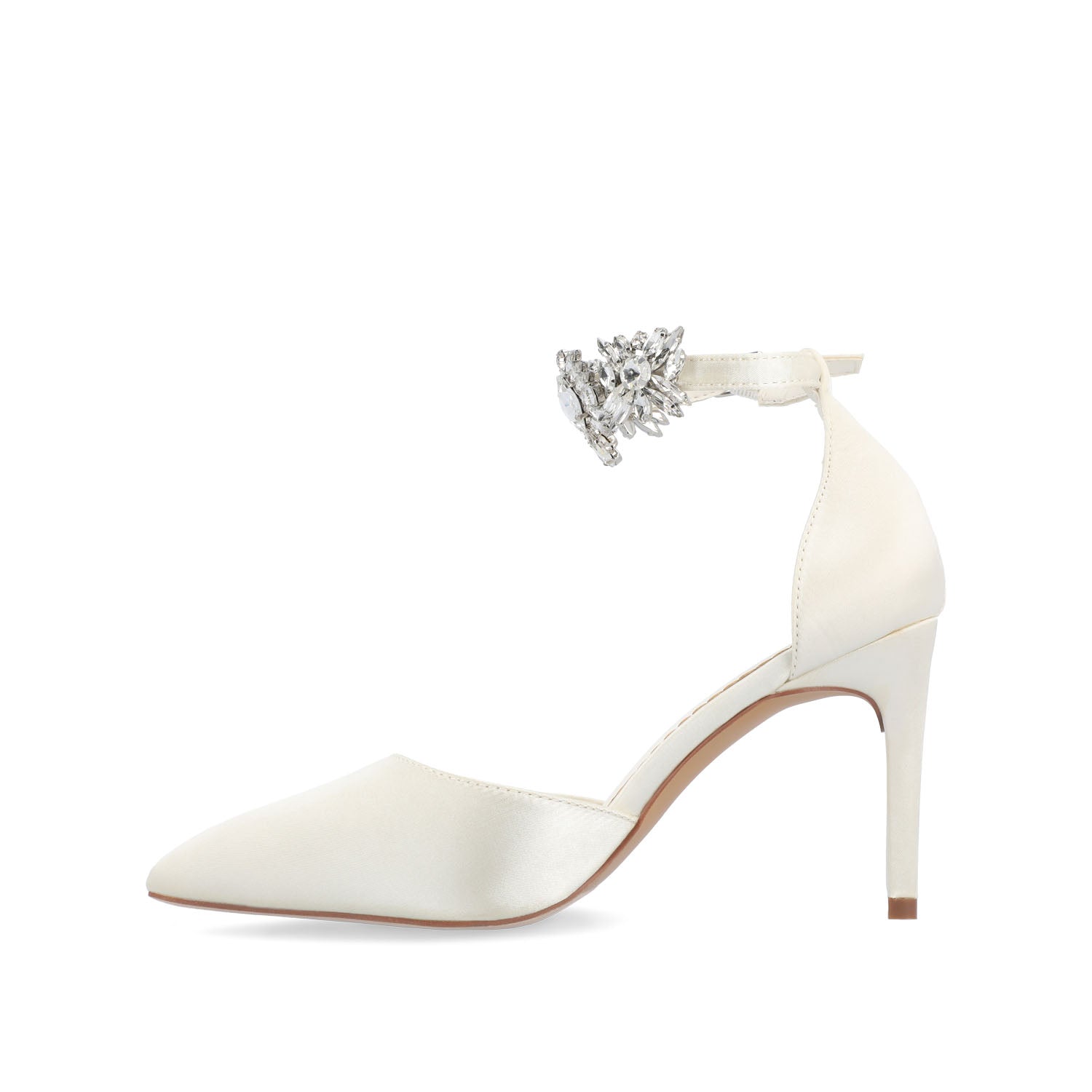 LOXLEY D'ORSAY STILETTO HEELS IN SATIN - White