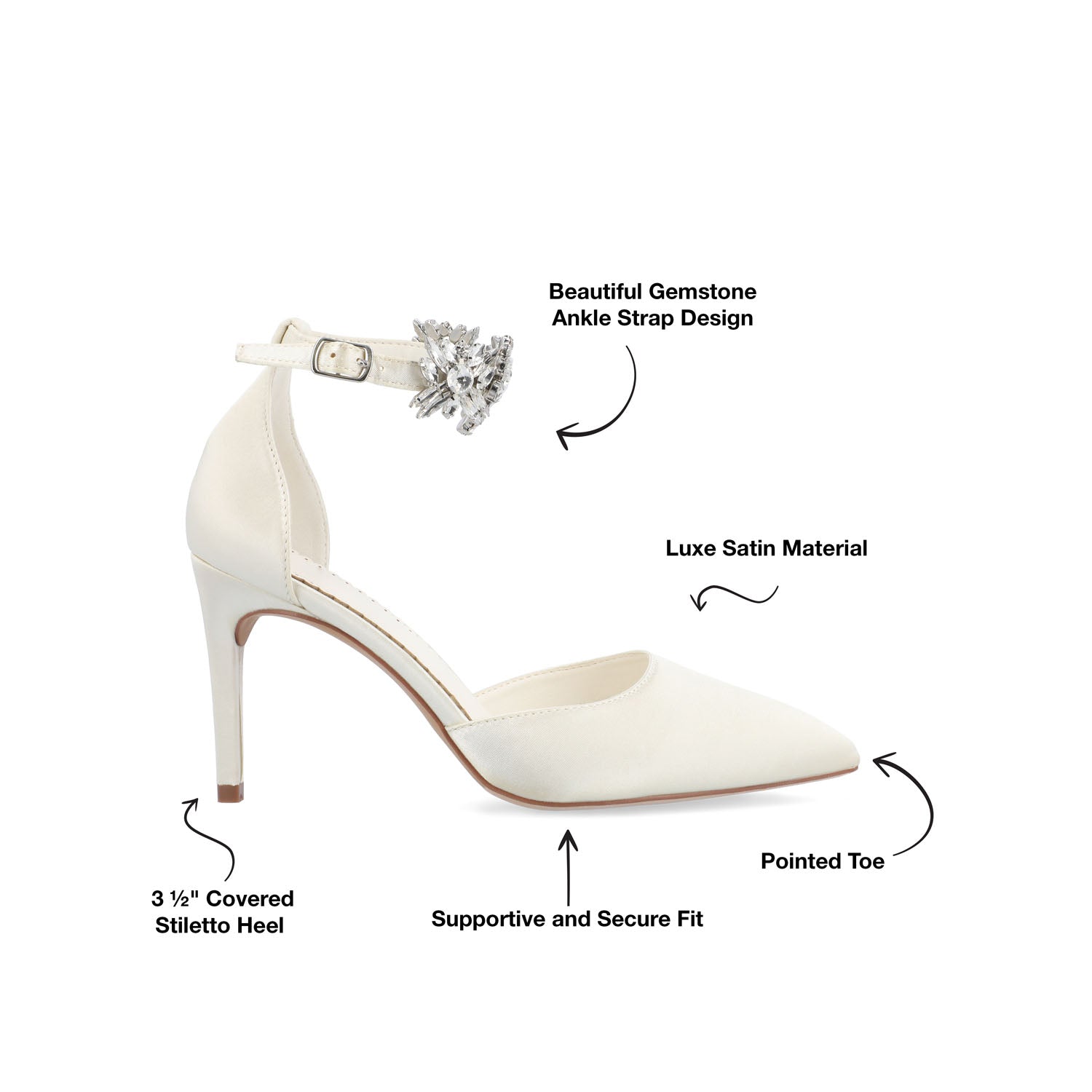LOXLEY D'ORSAY STILETTO HEELS IN SATIN - White