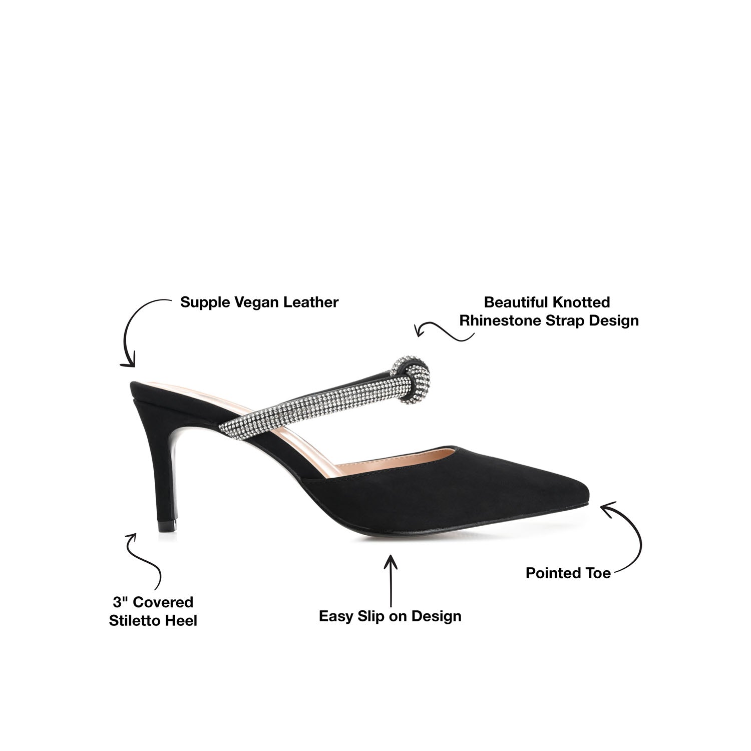 LUNNA MULE STILETTO HEELS IN FAUX SUEDE - Black