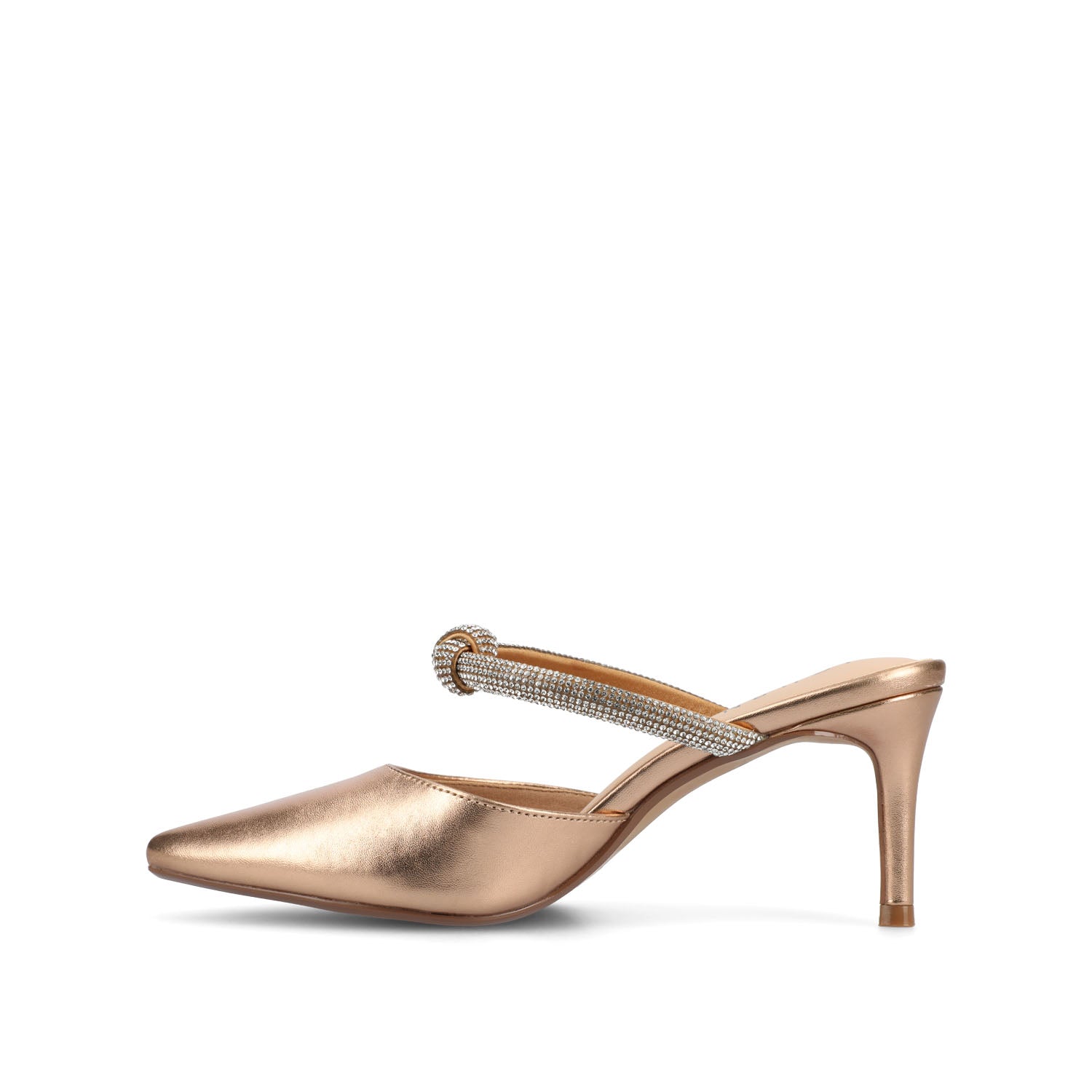 LUNNA MULE STILETTO HEELS IN FAUX SUEDE - Bronze PU