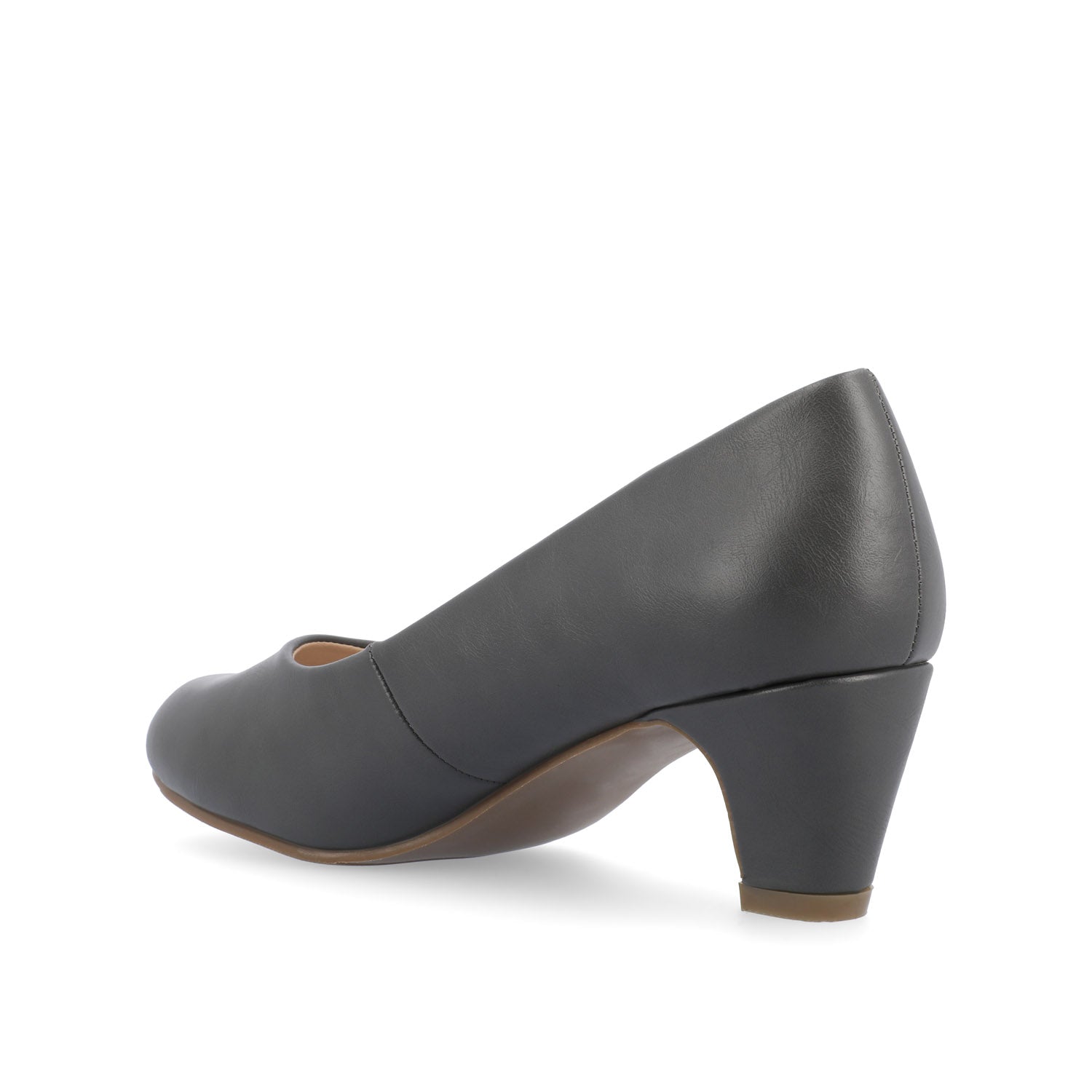 LUU VEGAN LEATHER LOW PUMP HEELS IN WIDE - Grey