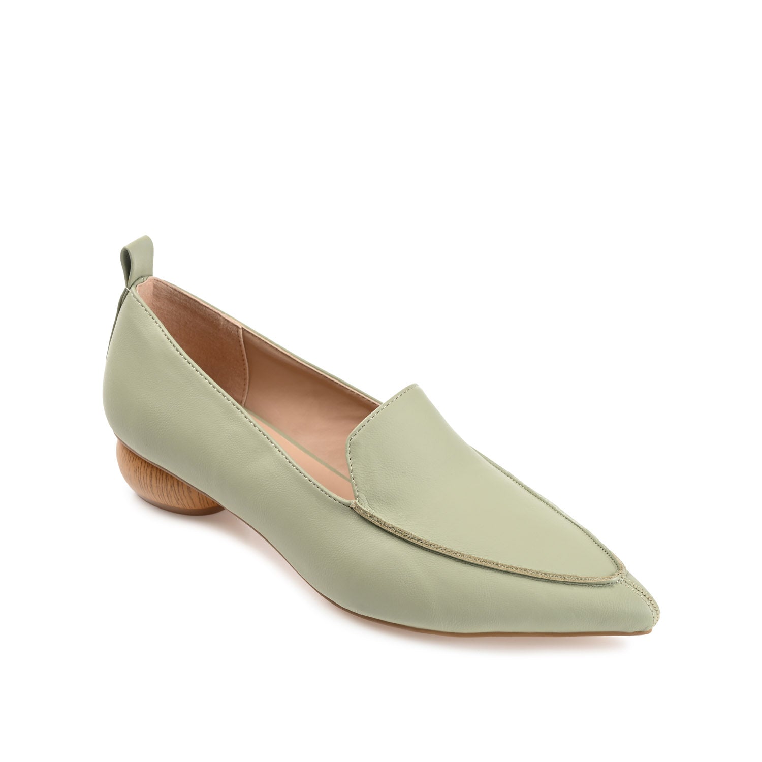 MAGGS GLOBE HEELED LOAFERS IN VEGAN LEATHER - Sage
