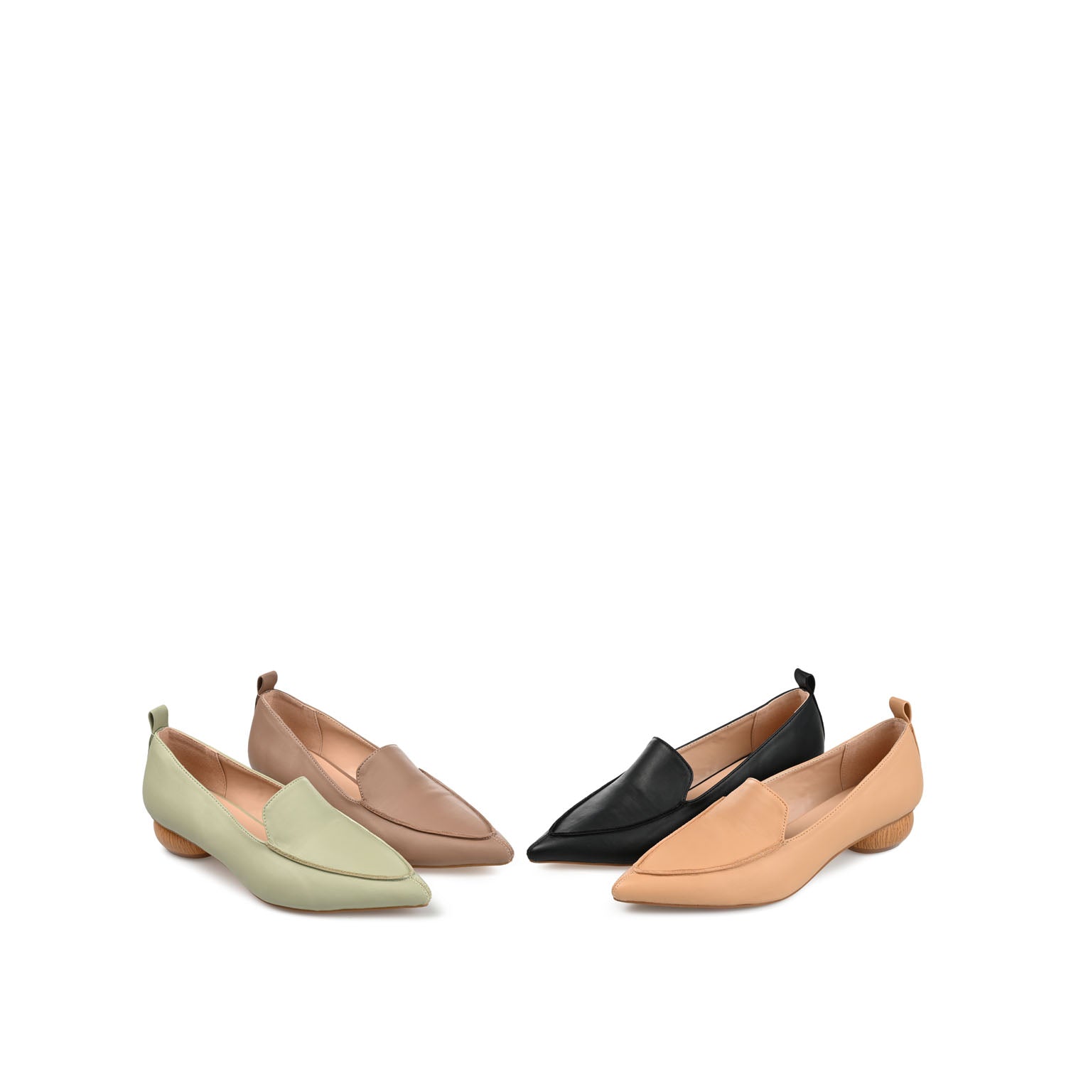 MAGGS GLOBE HEELED LOAFERS IN VEGAN LEATHER