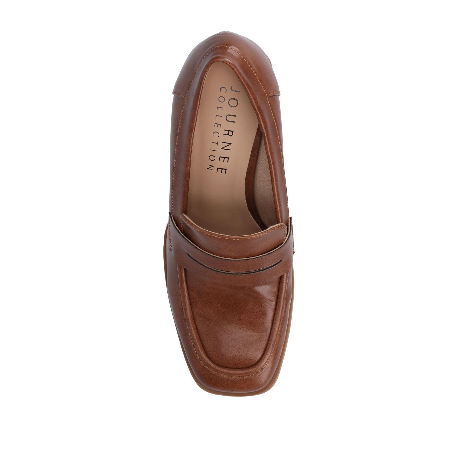 MALLEAH BLOCK HEEL LOAFERS IN WIDE - Brown PU