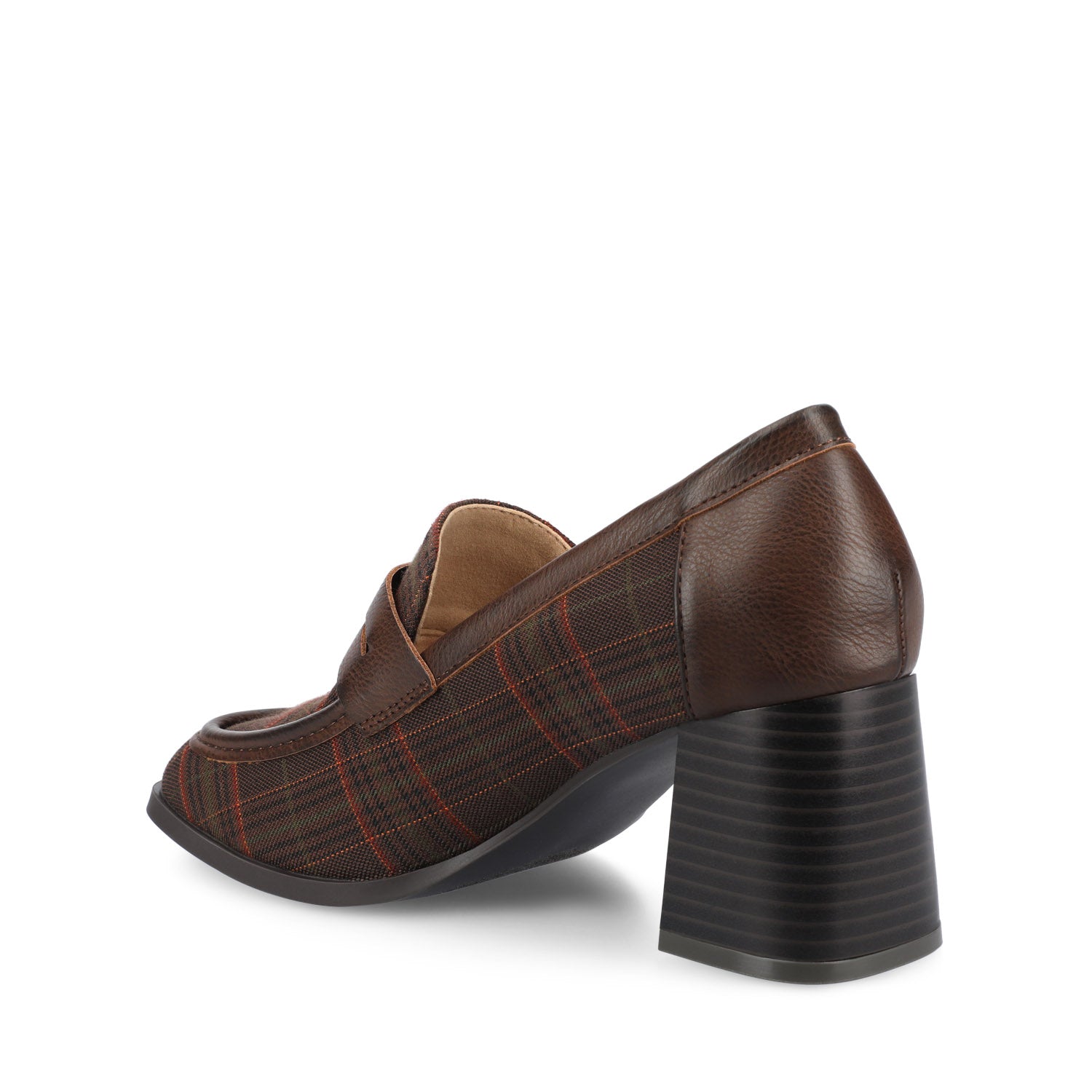 MALLEAH BLOCK HEEL LOAFERS - Brown Plaid