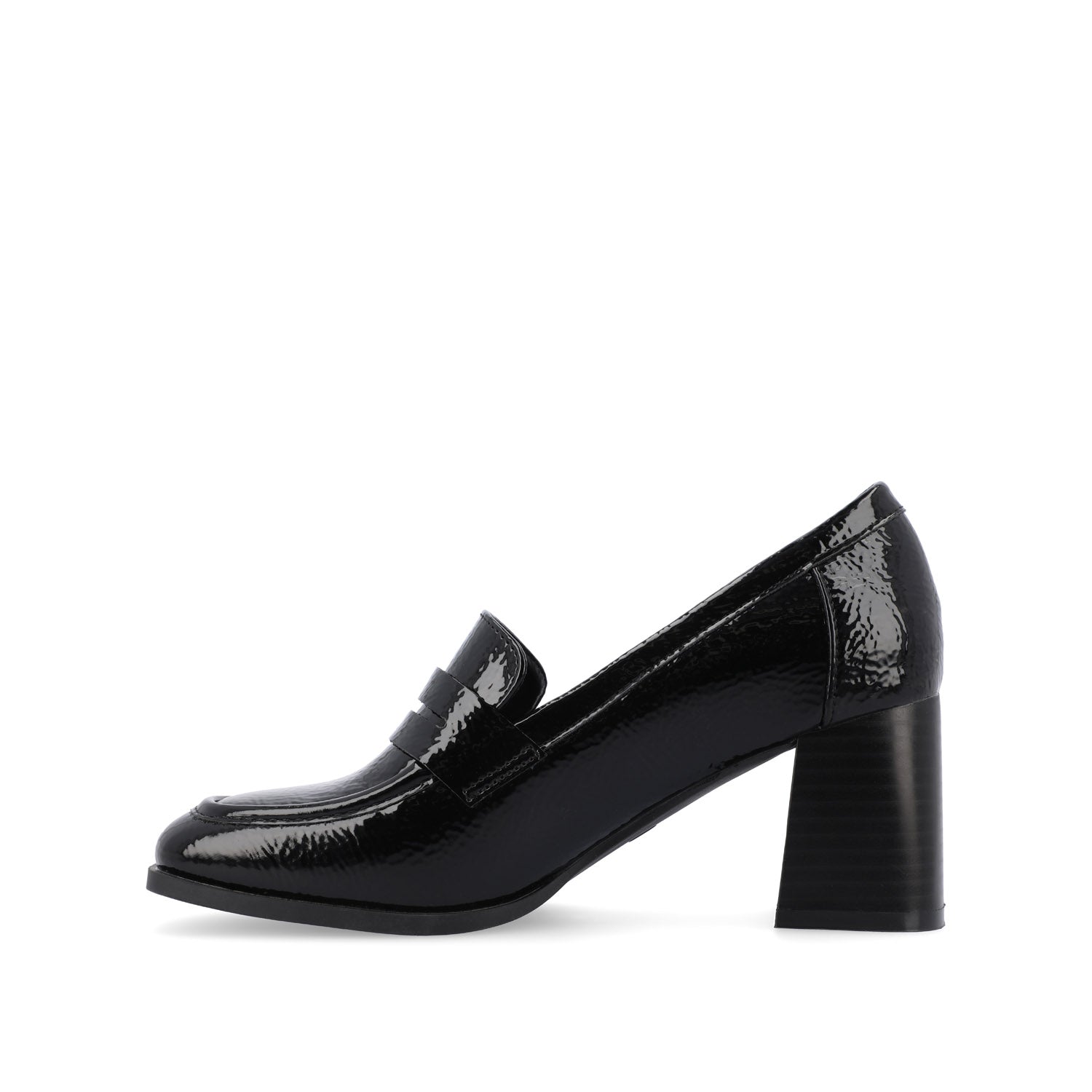 MALLEAH BLOCK HEEL LOAFERS IN WIDE - Patent Black
