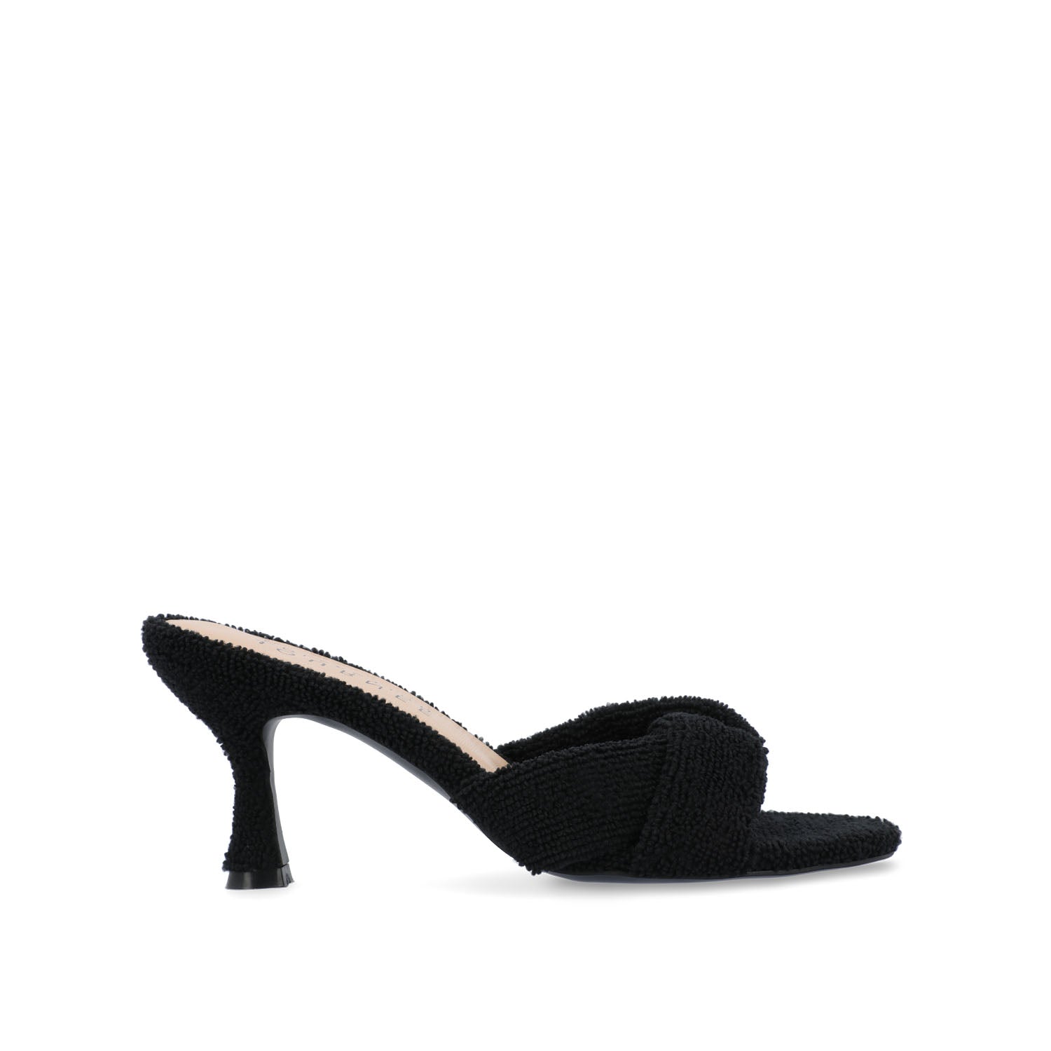 MANNON BACKLESS KITTEN HEEL IN TERRY CLOTH - Black