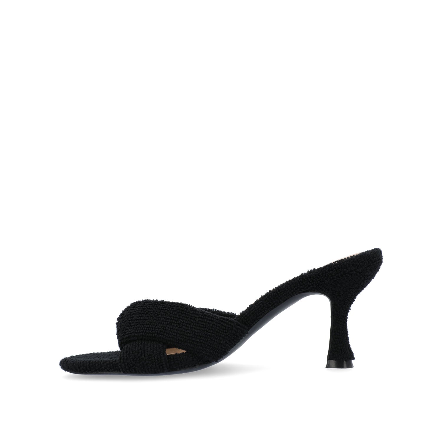 MANNON BACKLESS KITTEN HEEL IN TERRY CLOTH - Black
