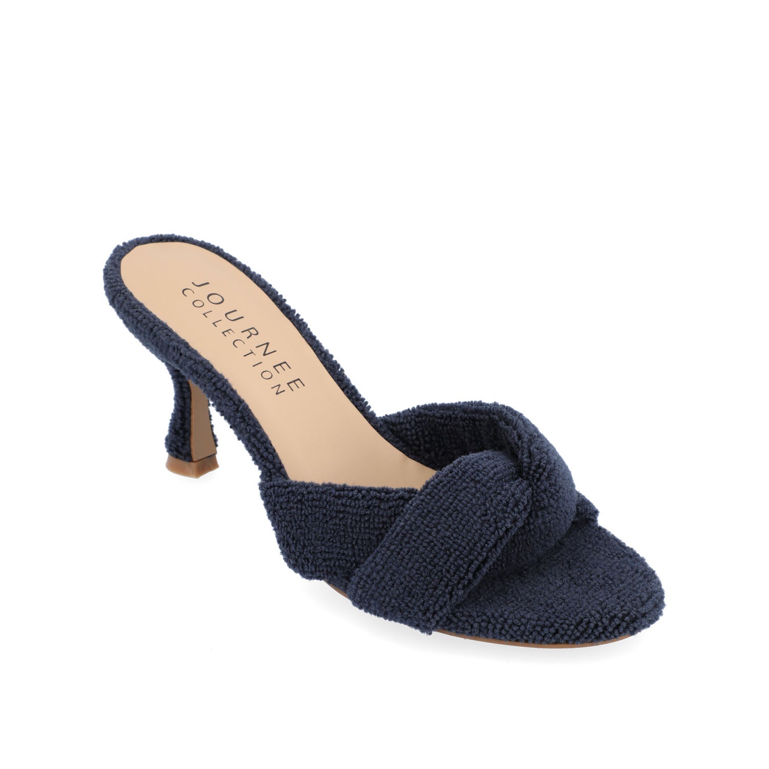 MANNON BACKLESS KITTEN HEEL IN TERRY CLOTH