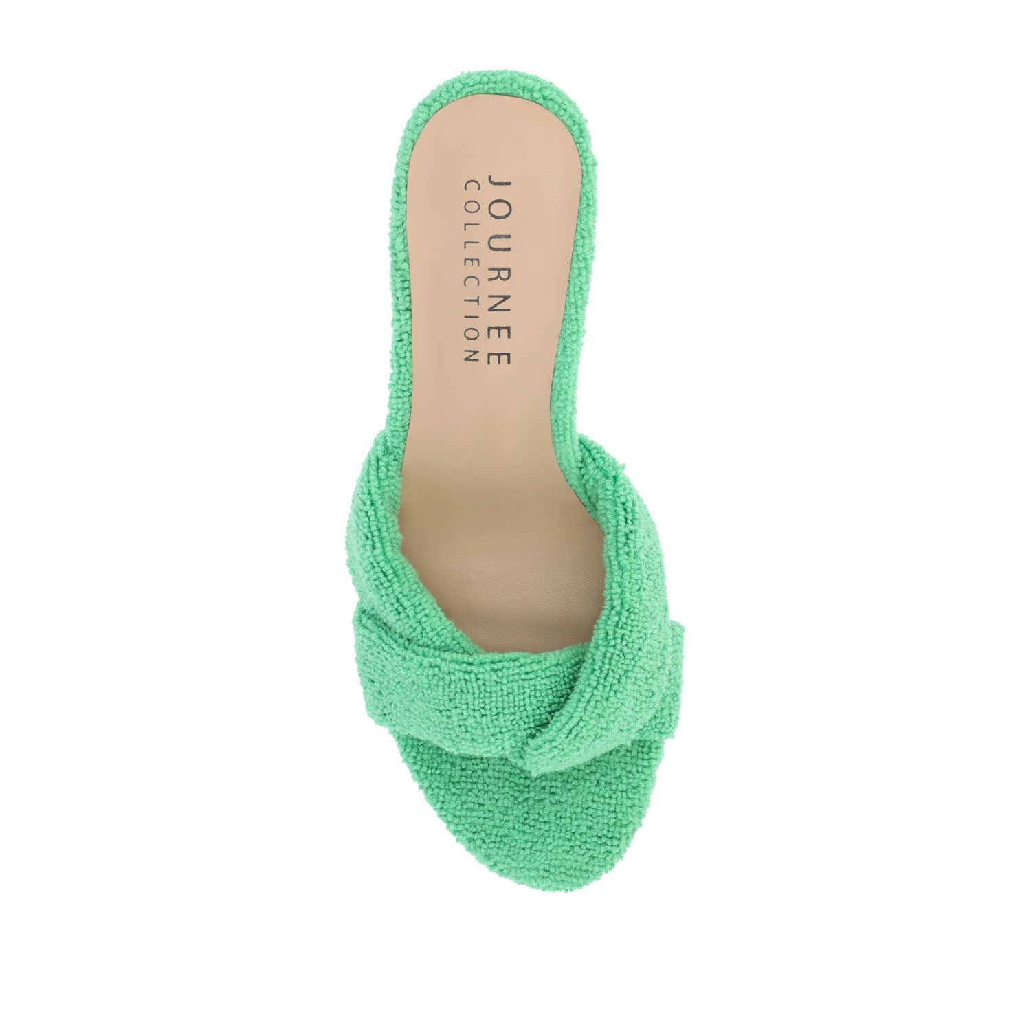 MANNON BACKLESS KITTEN HEEL IN TERRY CLOTH - Green