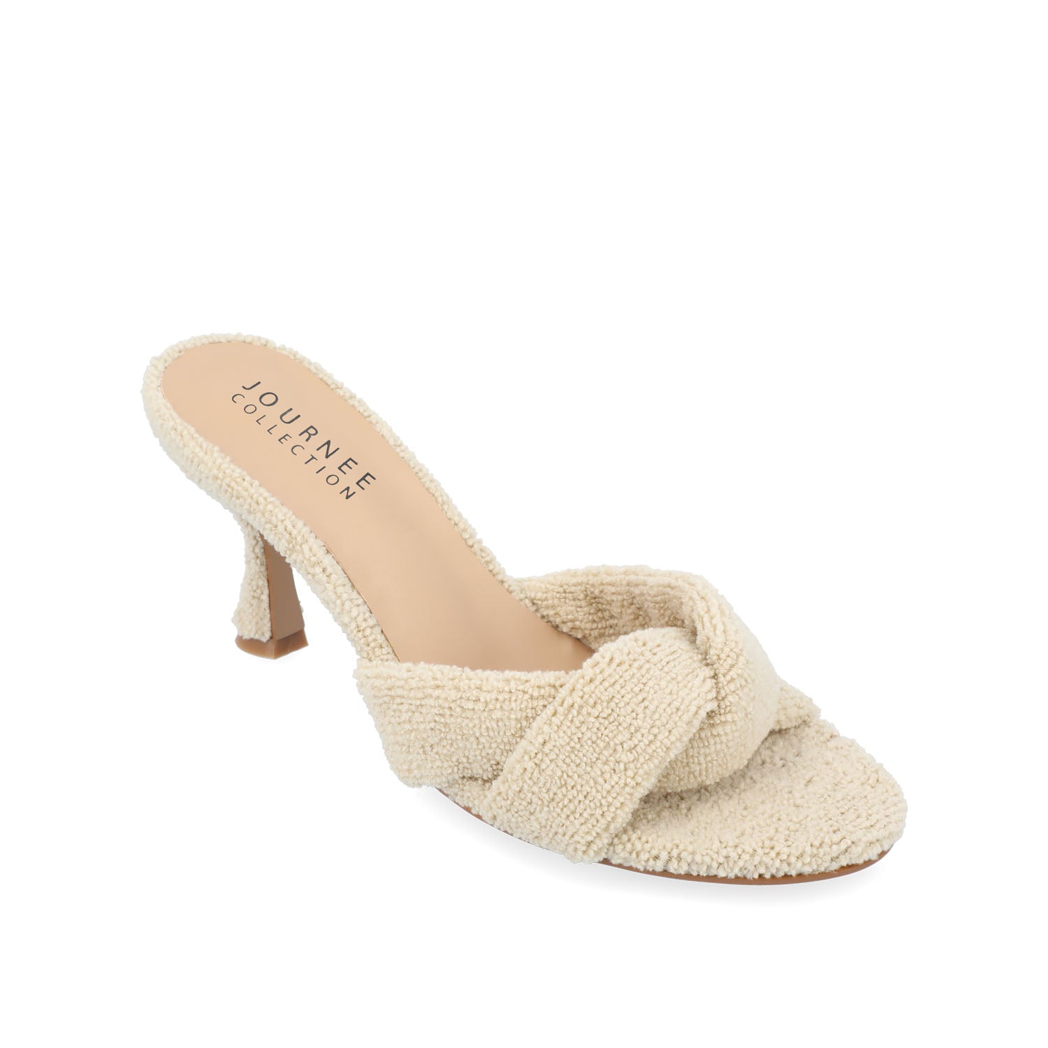 MANNON BACKLESS KITTEN HEEL IN TERRY CLOTH - Tan