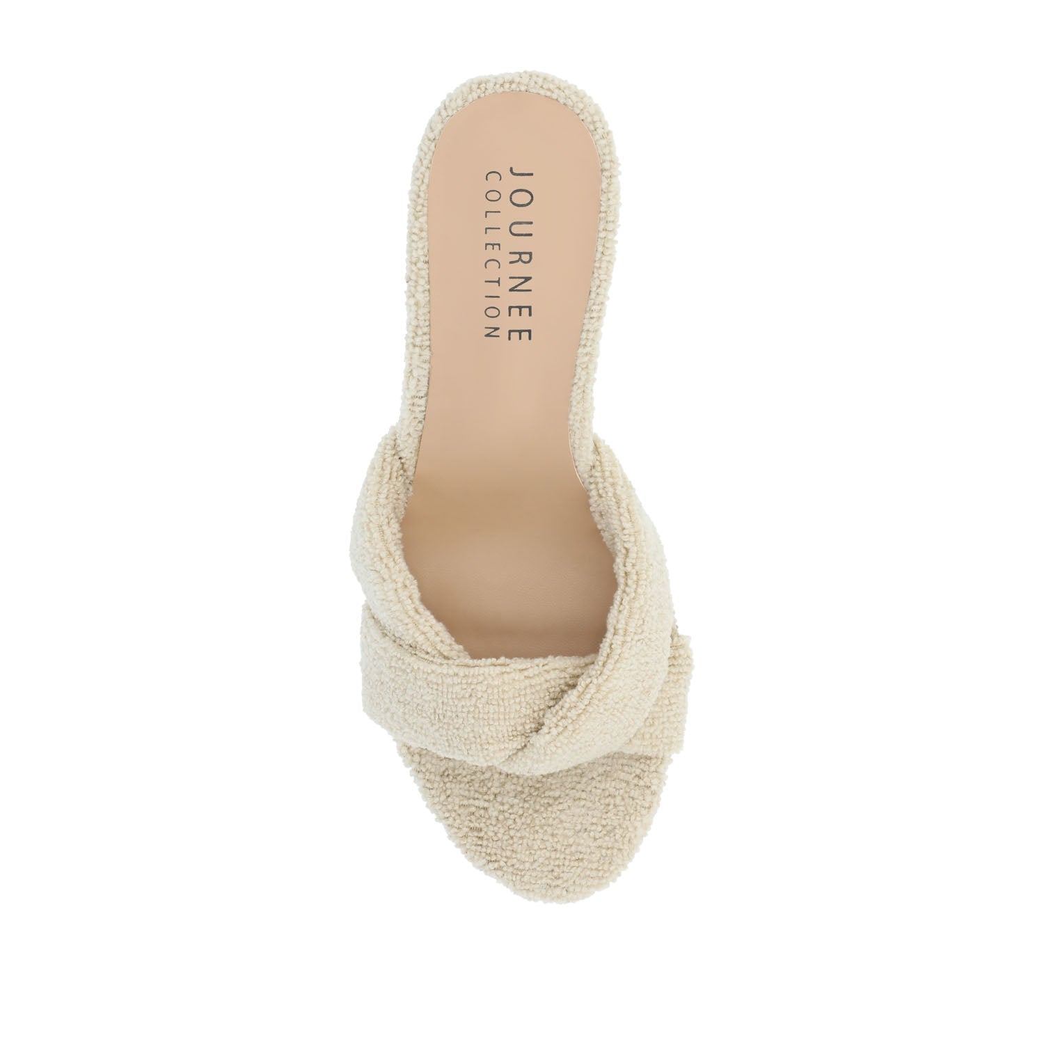 MANNON BACKLESS KITTEN HEEL IN TERRY CLOTH - Tan