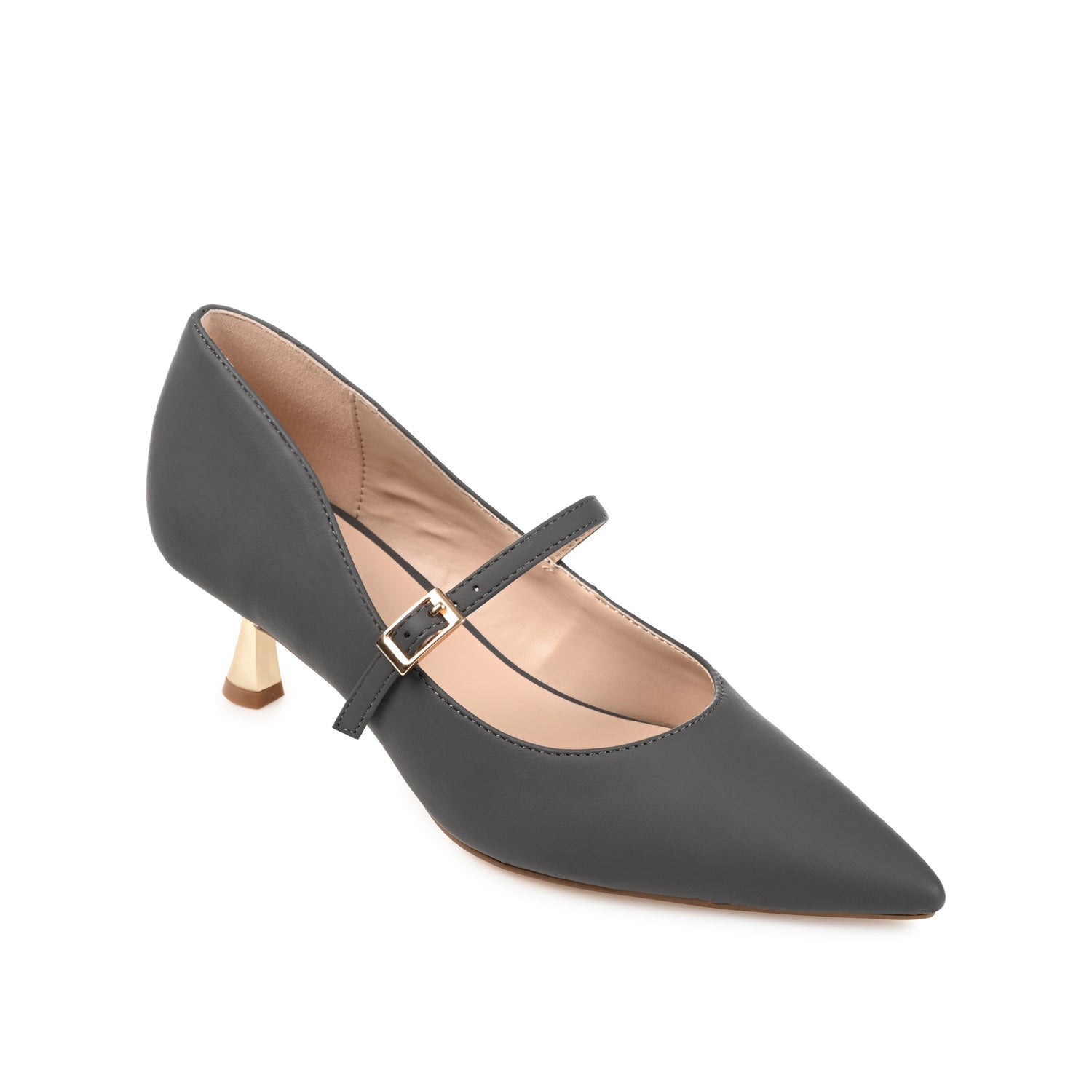 MANZA KITTEN HEELS IN VEGAN LEATHER - Charcoal