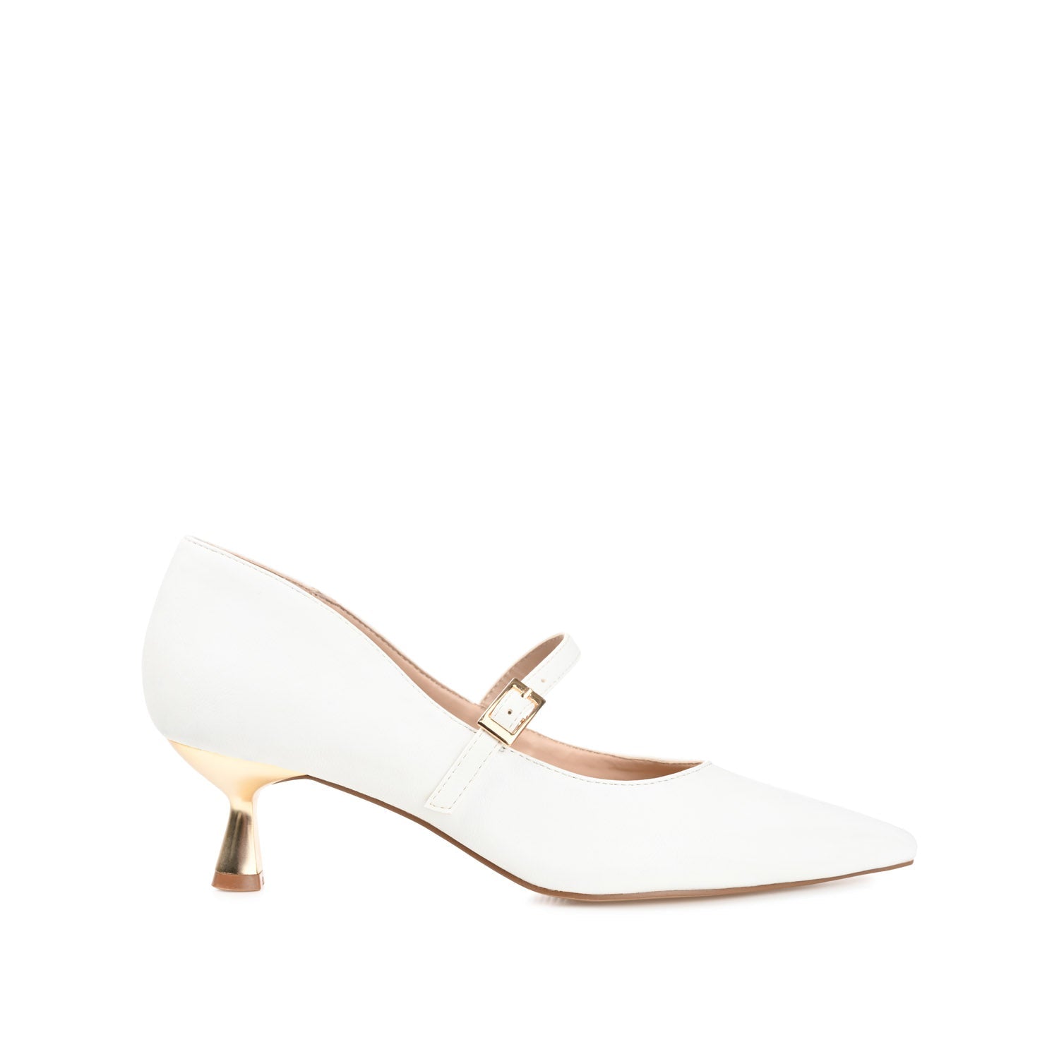 MANZA KITTEN HEELS IN VEGAN LEATHER - White