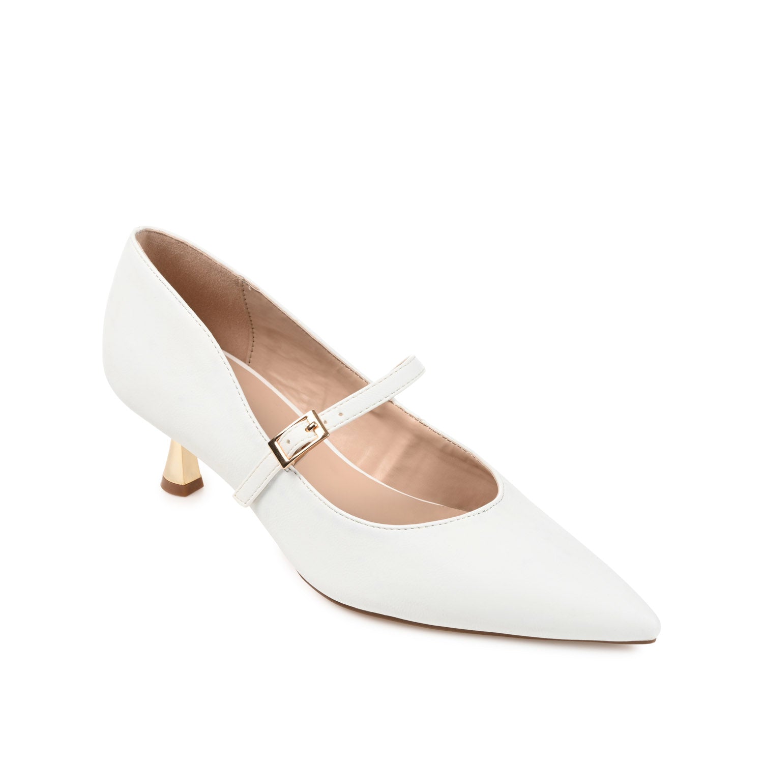 MANZA KITTEN HEELS IN VEGAN LEATHER - White