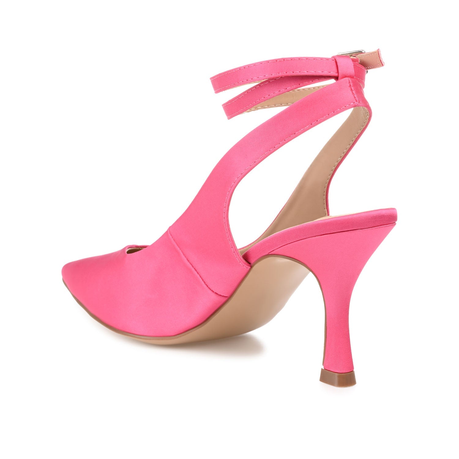 MARCELLA STILETTO PUMP HEELS IN SATIN - Hot Pink