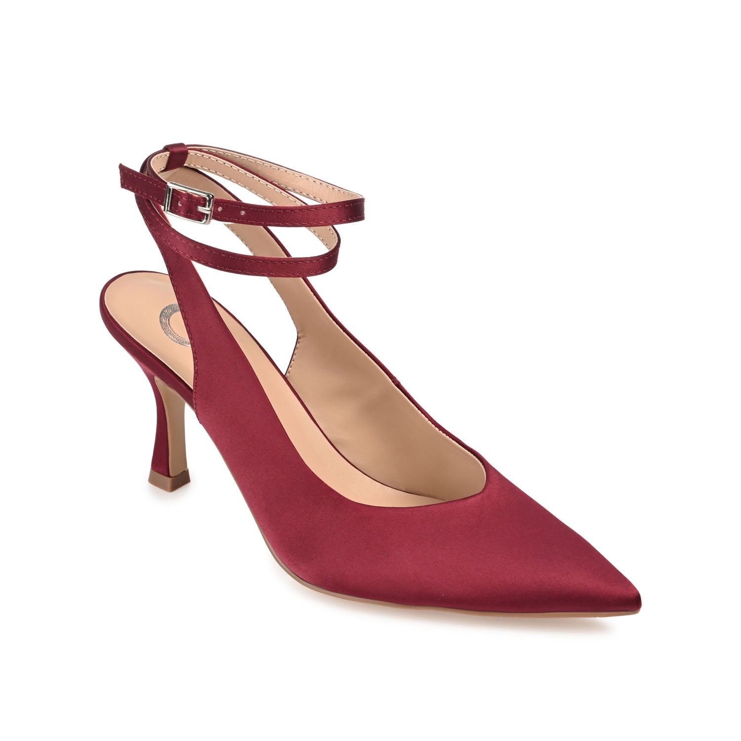 MARCELLA STILETTO PUMP HEELS IN SATIN - Wine