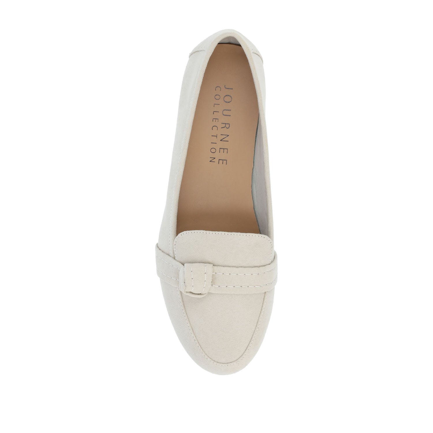 MARCI FAUX SUEDE LOAFER FLATS IN WIDE - Bone