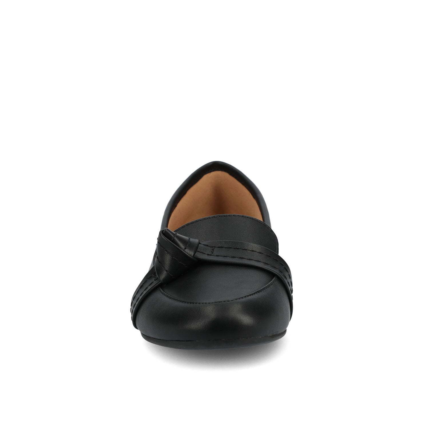 MARCI VEGAN LEATHER LOAFER FLATS IN WIDE - Black PU