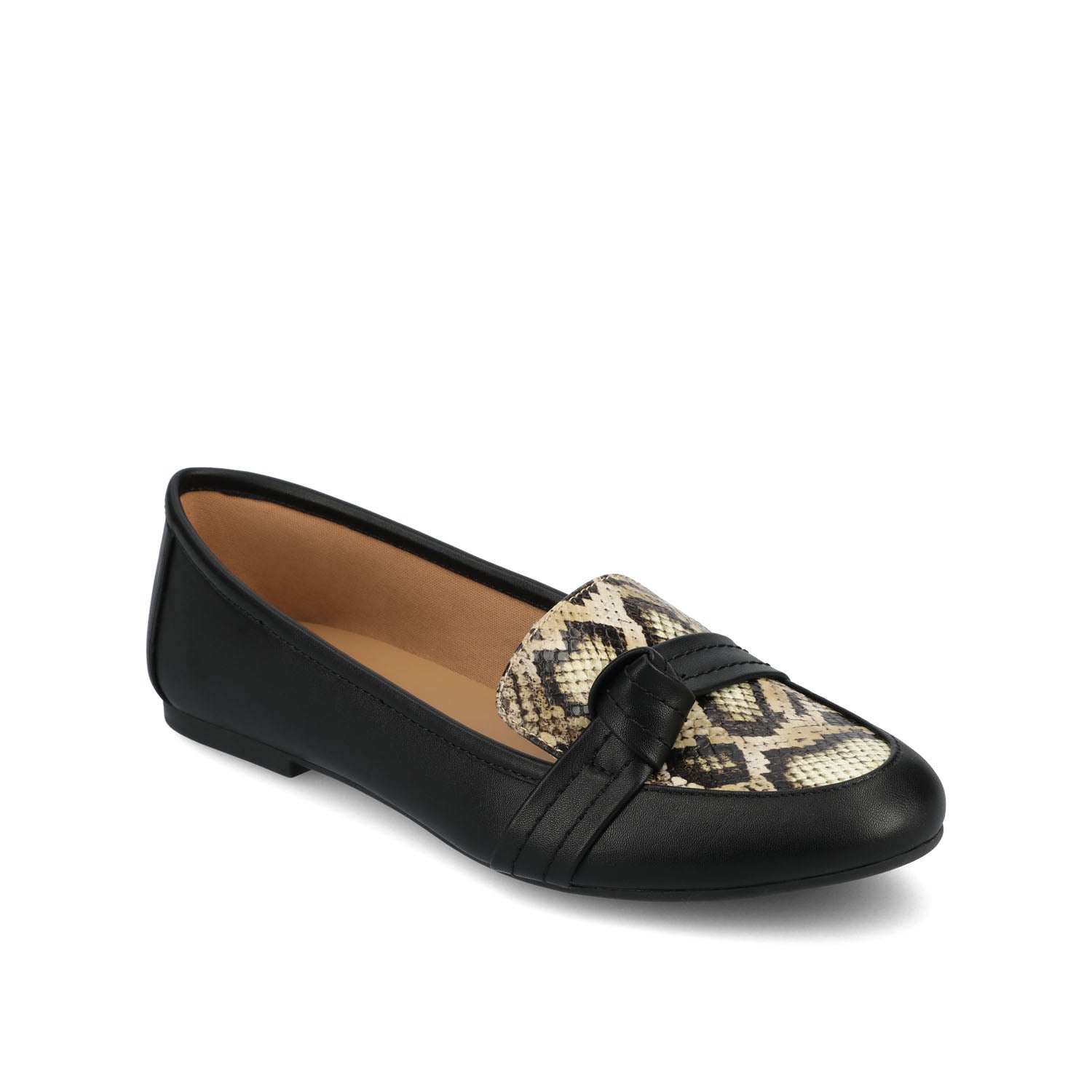 MARCI LOAFER FLATS IN VEGAN LEATHER - Tan Snake
