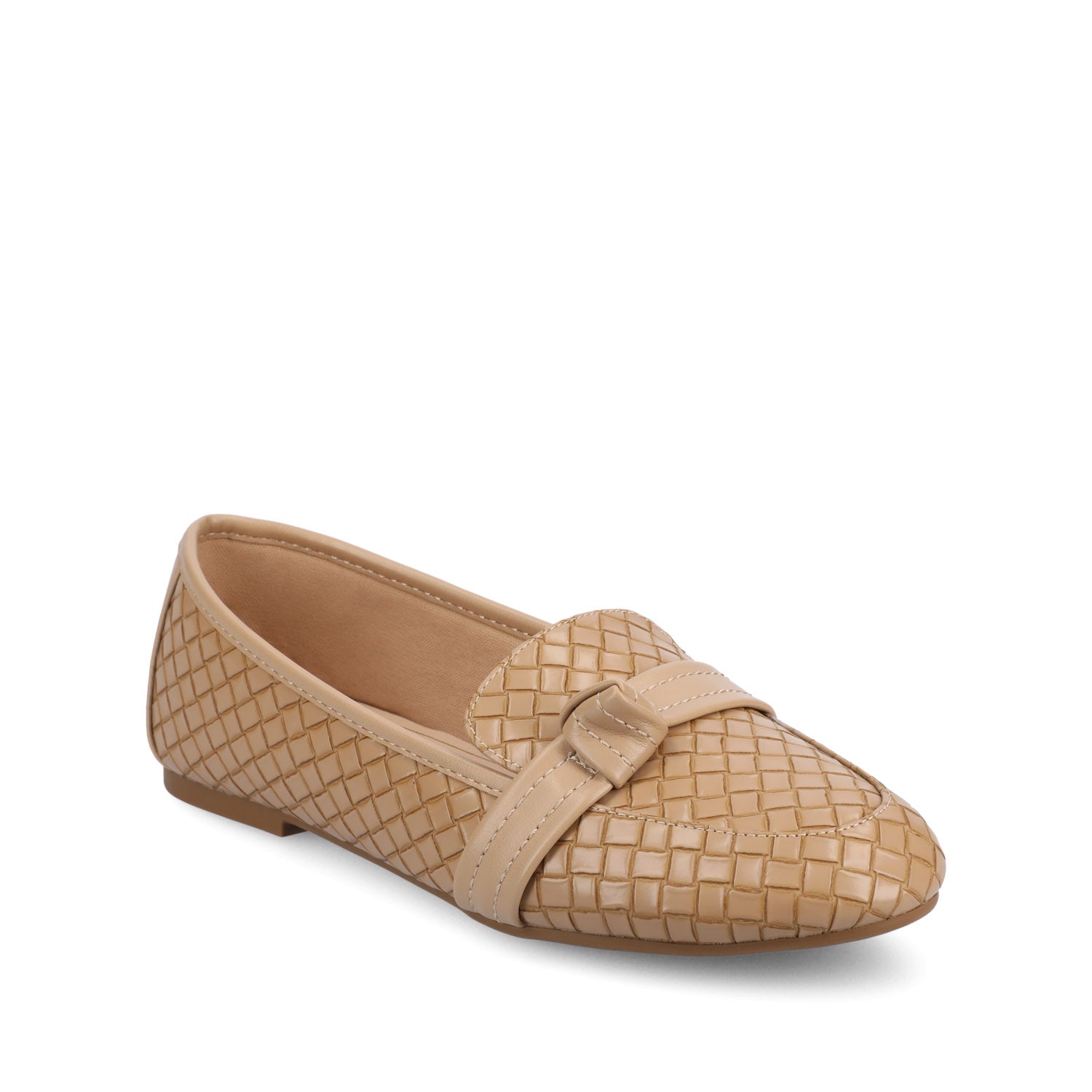 MARCI LOAFER FLATS IN VEGAN LEATHER - Tan Woven