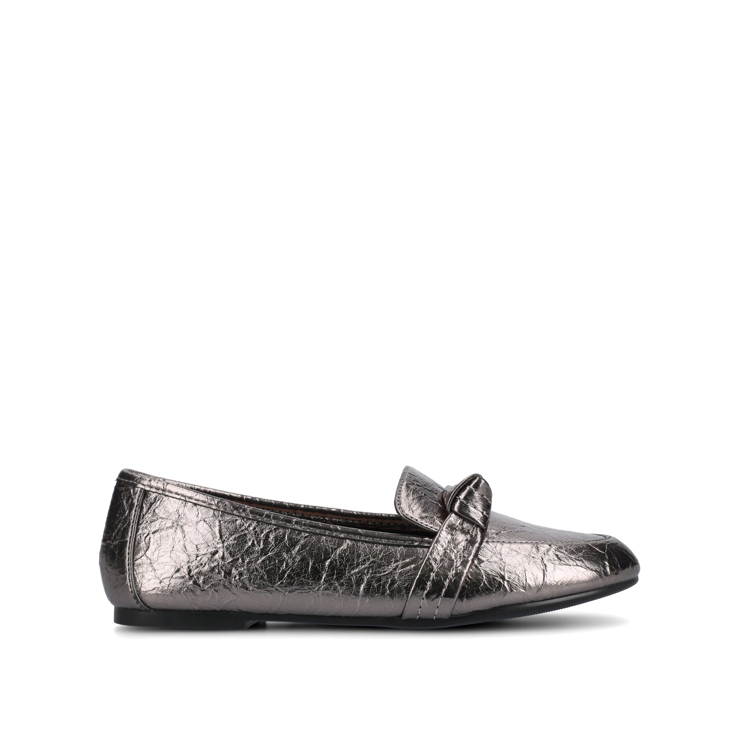 MARCI LOAFER FLATS IN VEGAN LEATHER - Pewter Crinkle