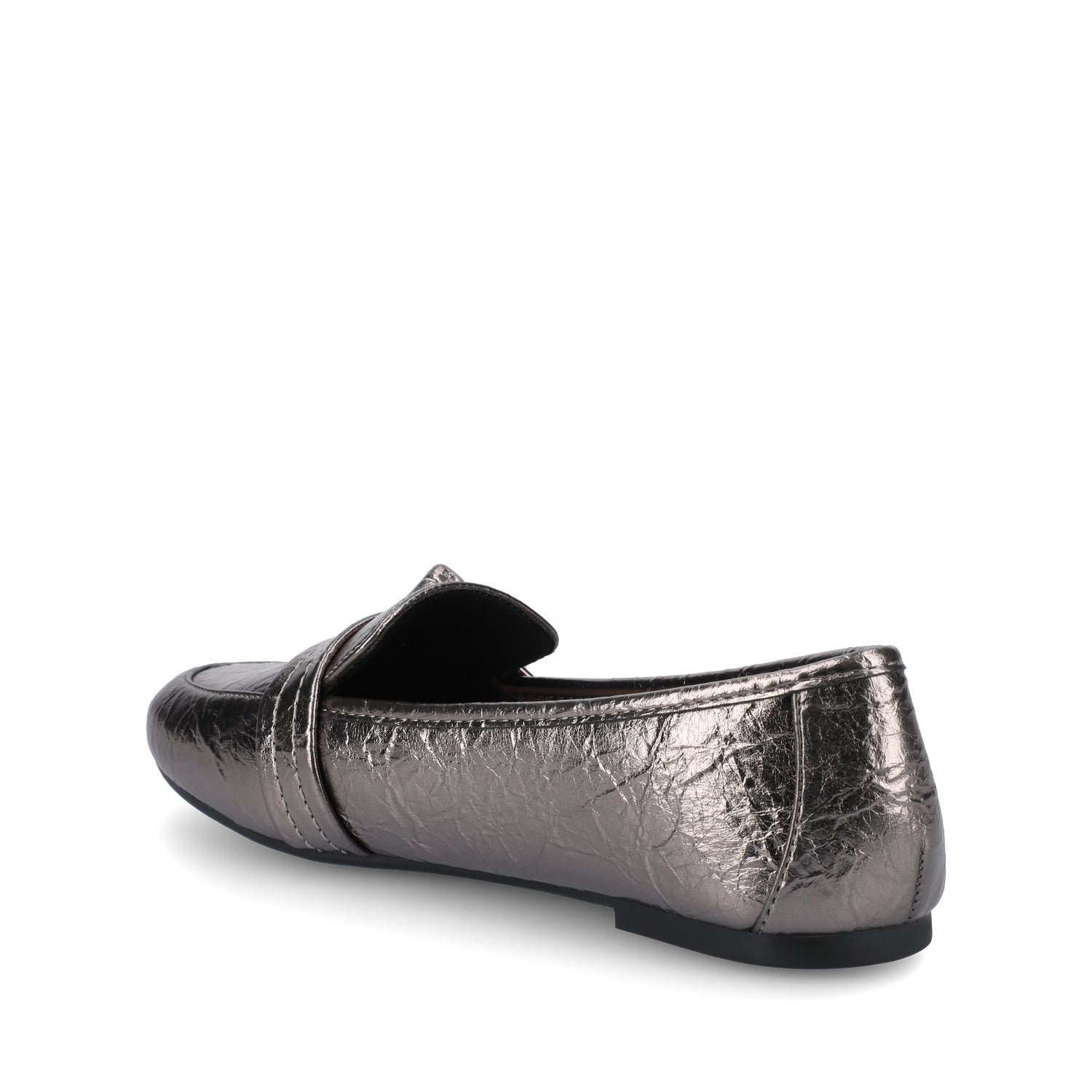 MARCI LOAFER FLATS IN VEGAN LEATHER - Pewter Crinkle