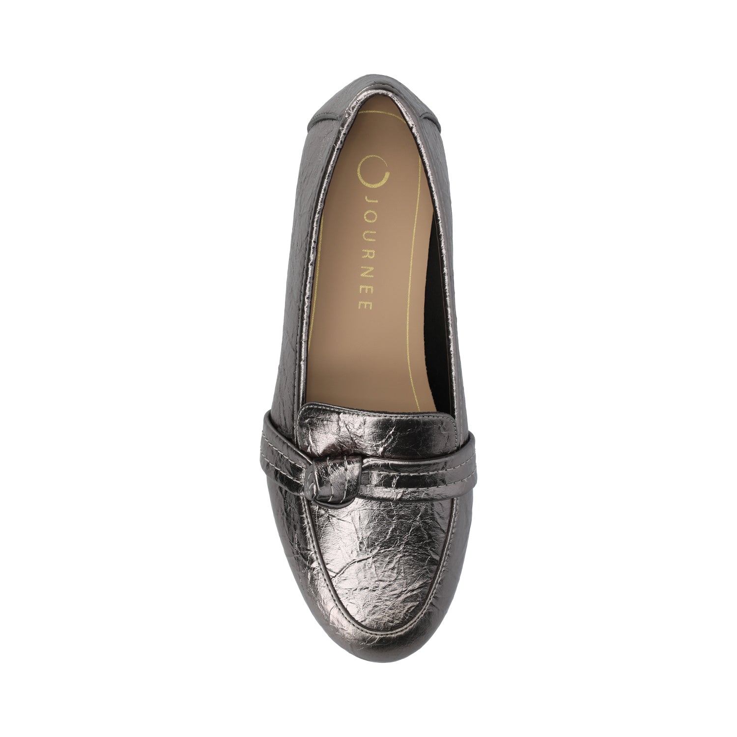 MARCI LOAFER FLATS IN VEGAN LEATHER - Pewter Crinkle