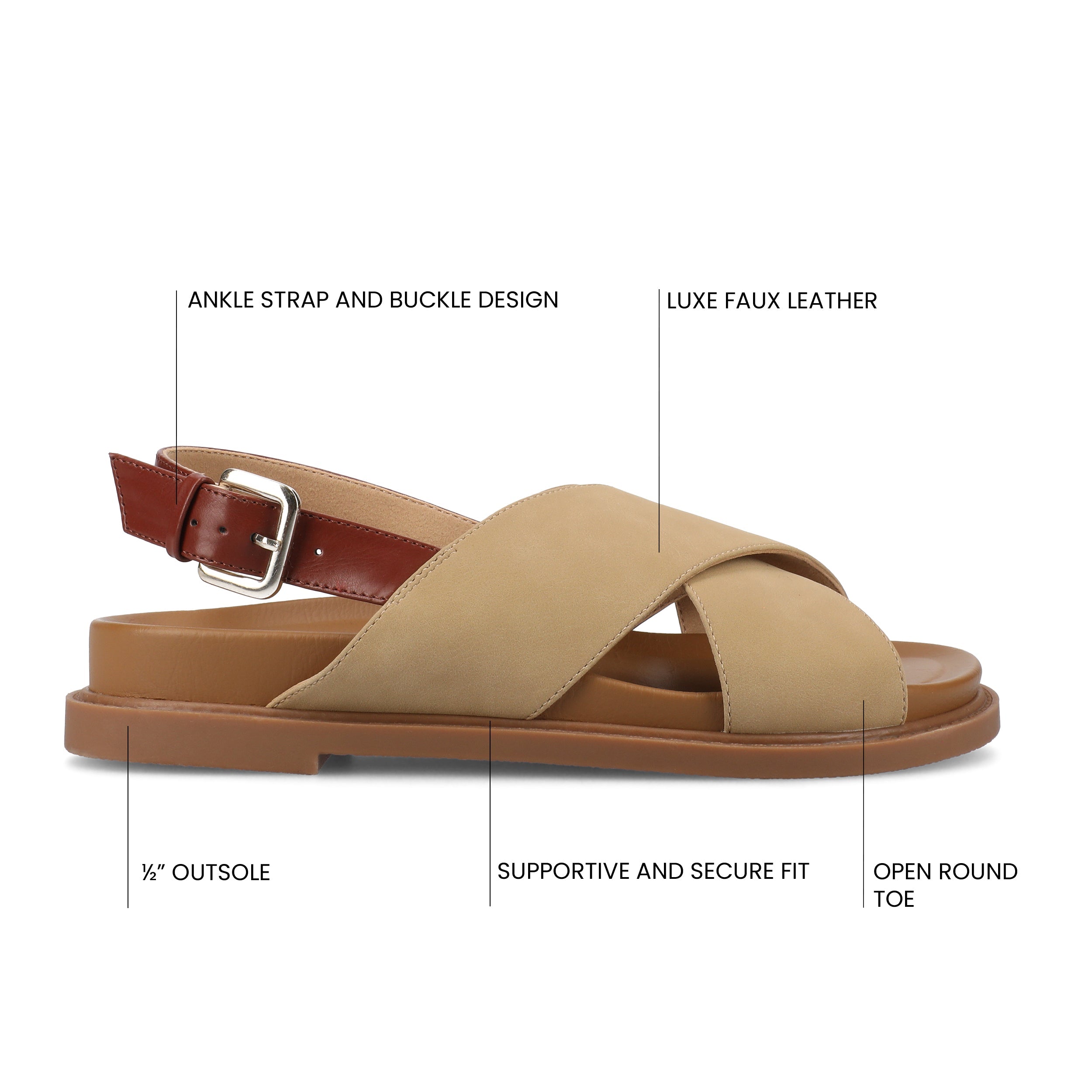 MARINNA FLAT SANDALS - Taupe