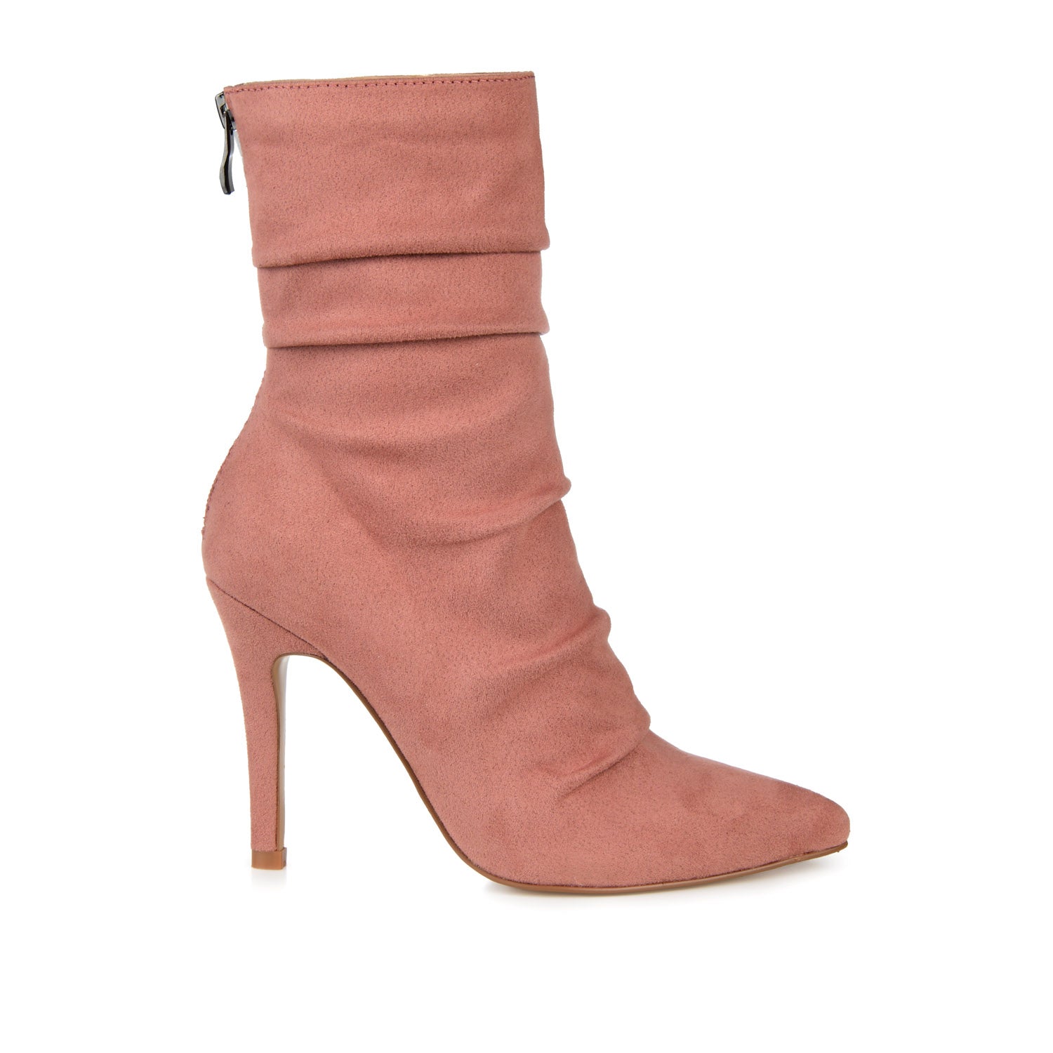 MARKIE STILETTO HEELED BOOTIES IN FAUX SUEDE - Blush