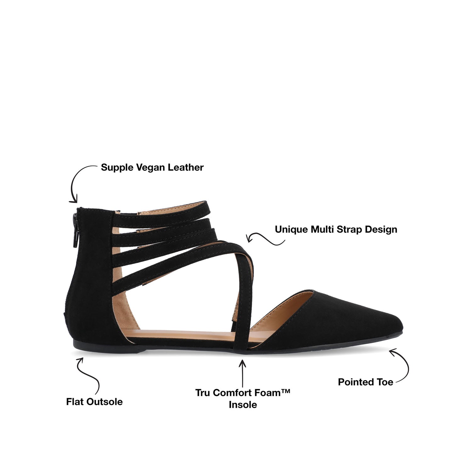 MARLEE D'ORSAY FLATS IN FAUX SUEDE - Black