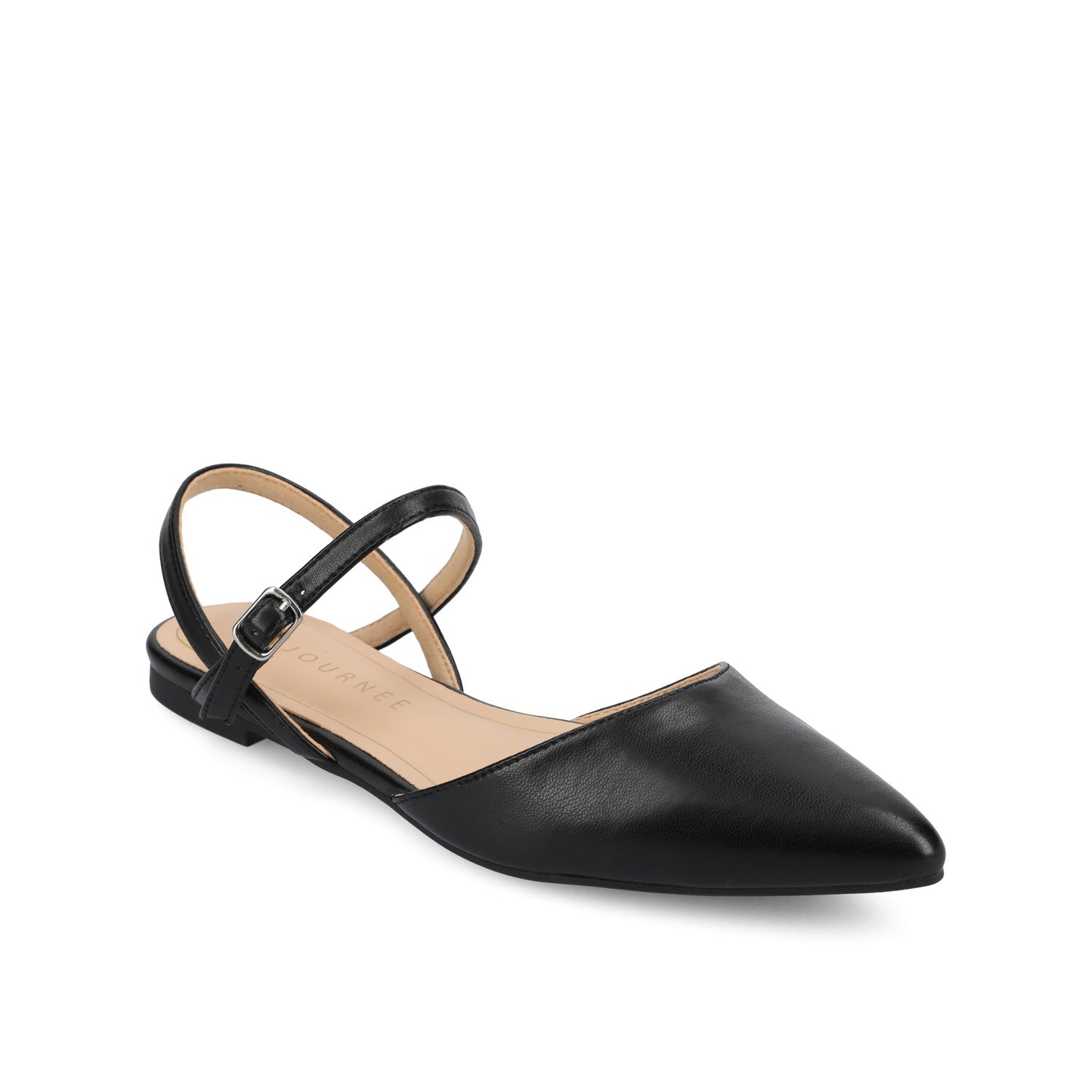 MARTINE SLINGBACK FLATS IN VEGAN LEATHER - Black PU