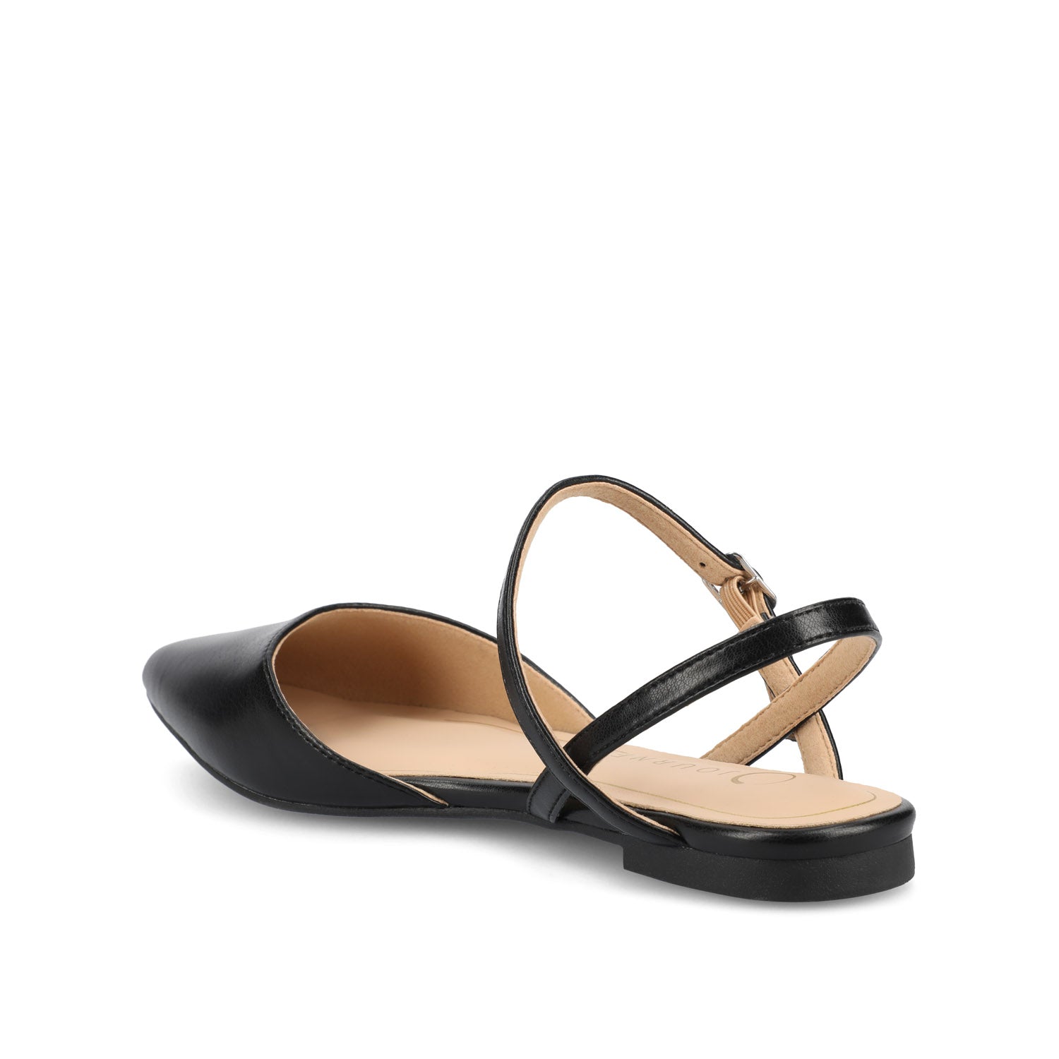 MARTINE SLINGBACK FLATS IN VEGAN LEATHER - Black PU