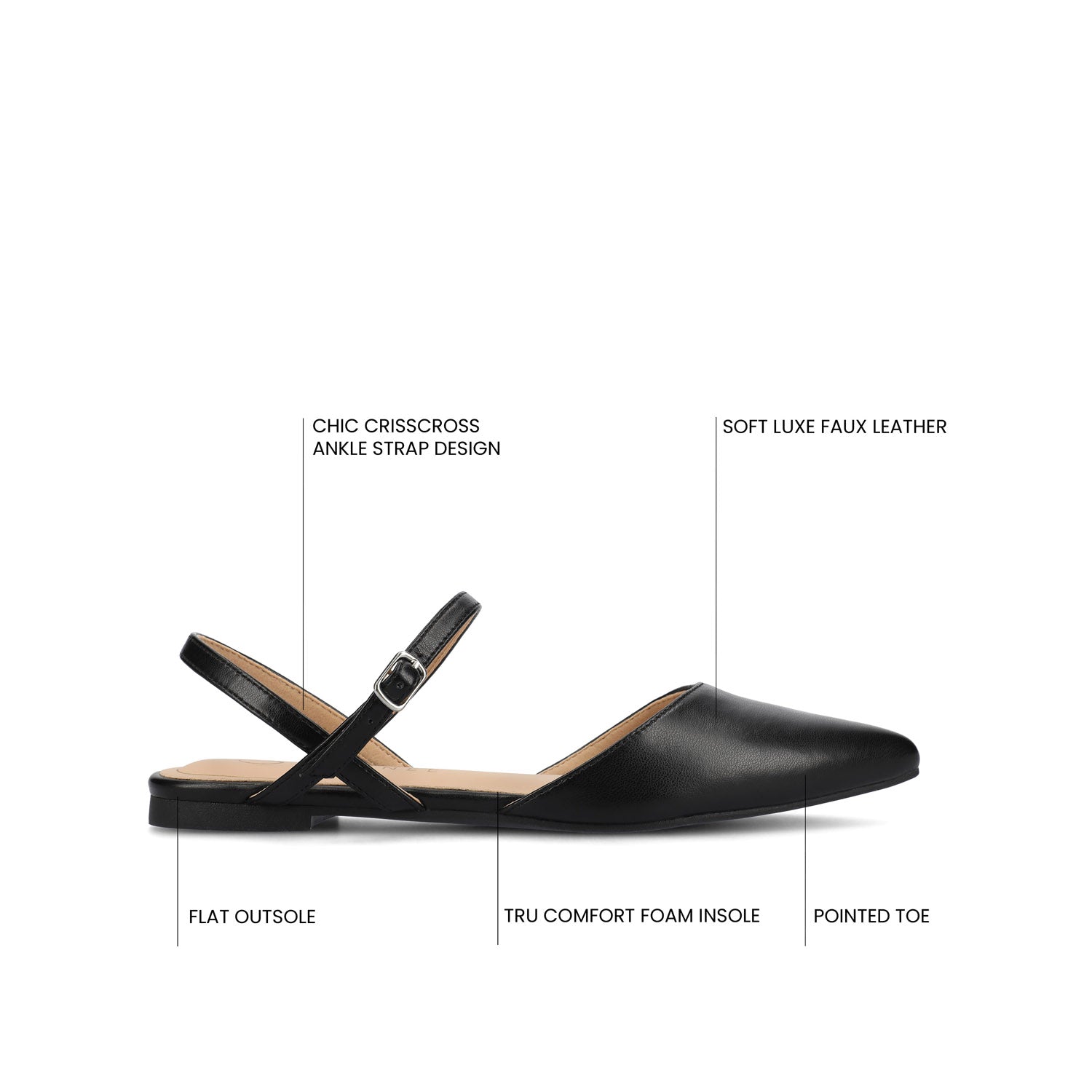 MARTINE SLINGBACK FLATS IN VEGAN LEATHER